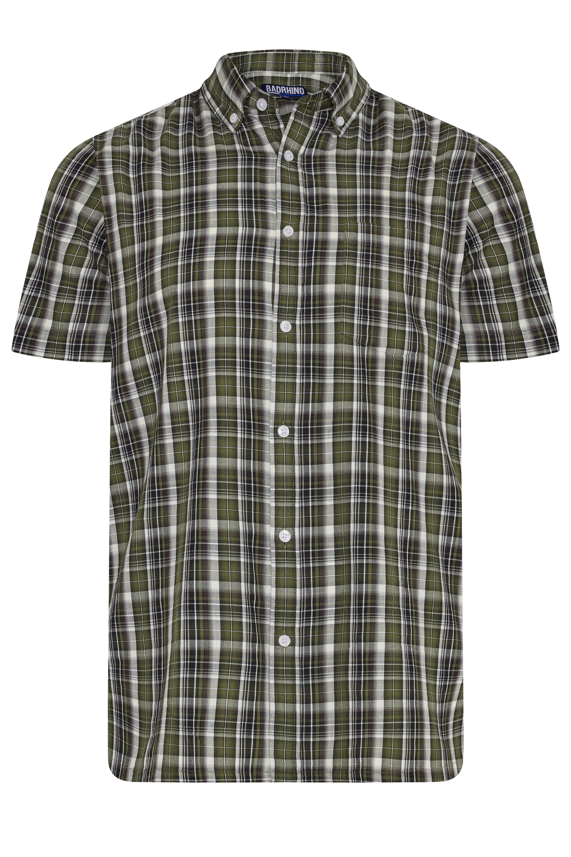 BadRhino Big & Tall Green Check Print Short Sleeve Shirt | BadRhino 5