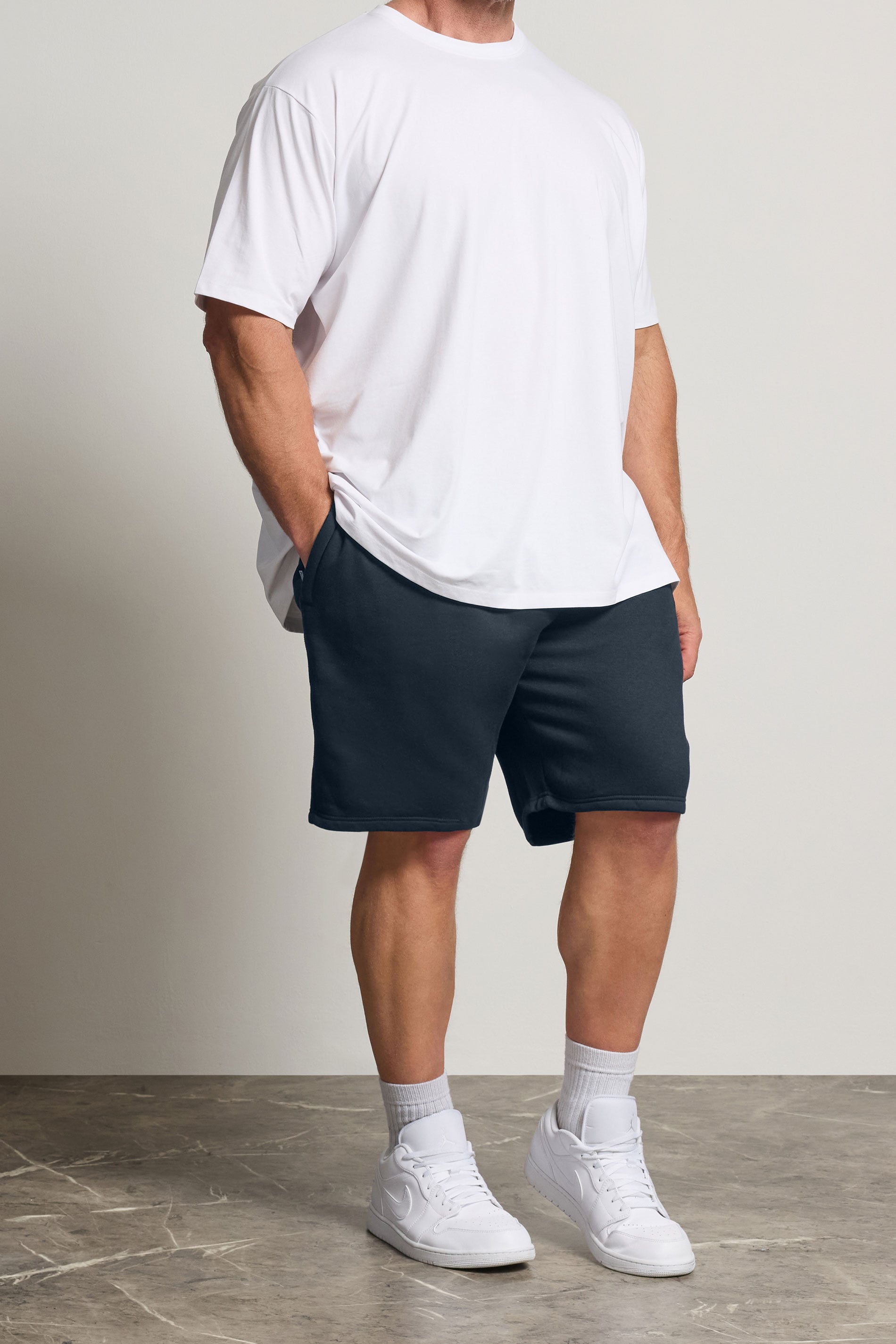 BadRhino Big & Tall Navy Blue Zip Pocket Jogger Shorts | BadRhino 1