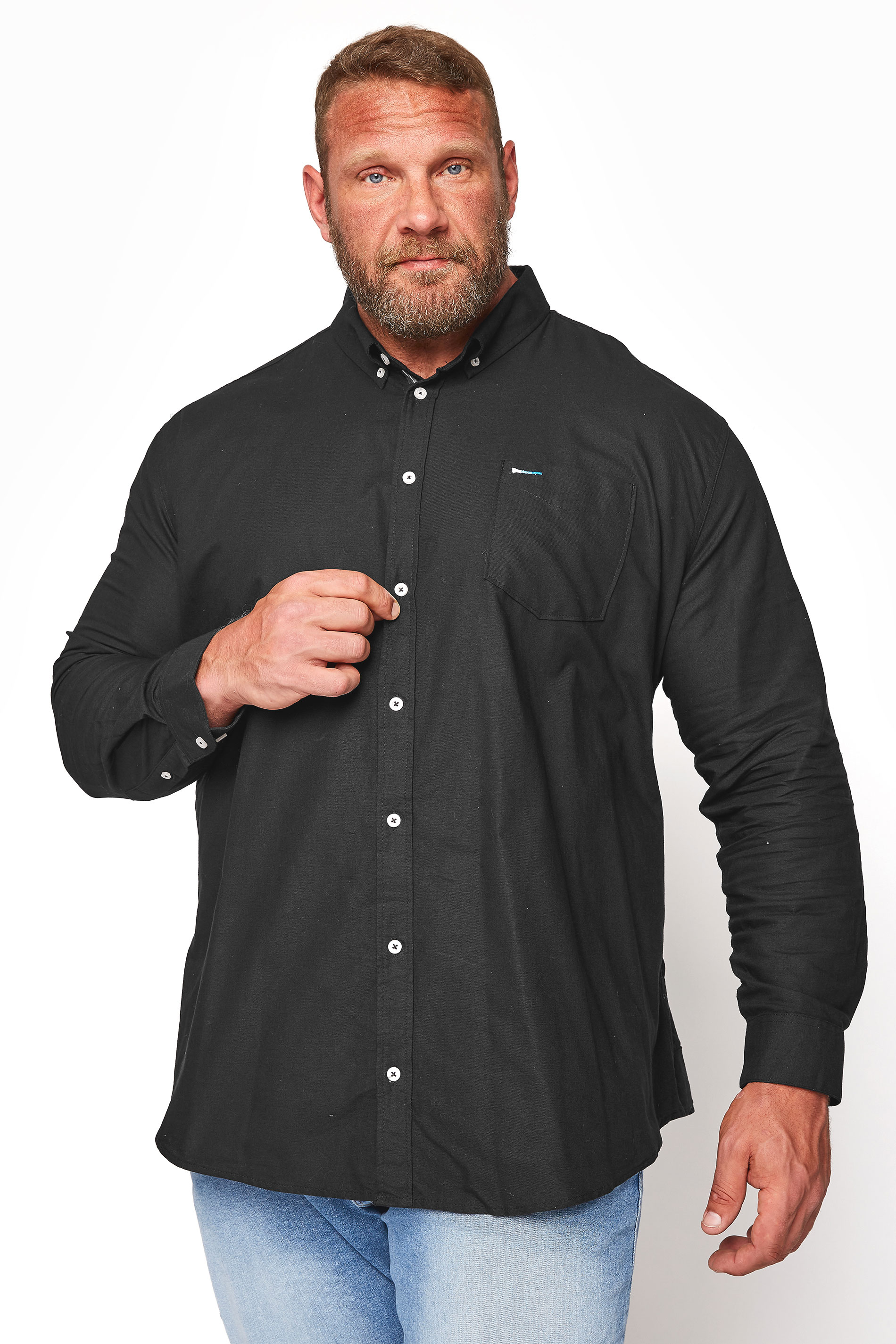 BadRhino Black Essential Long Sleeve Oxford Shirt | BadRhino 1