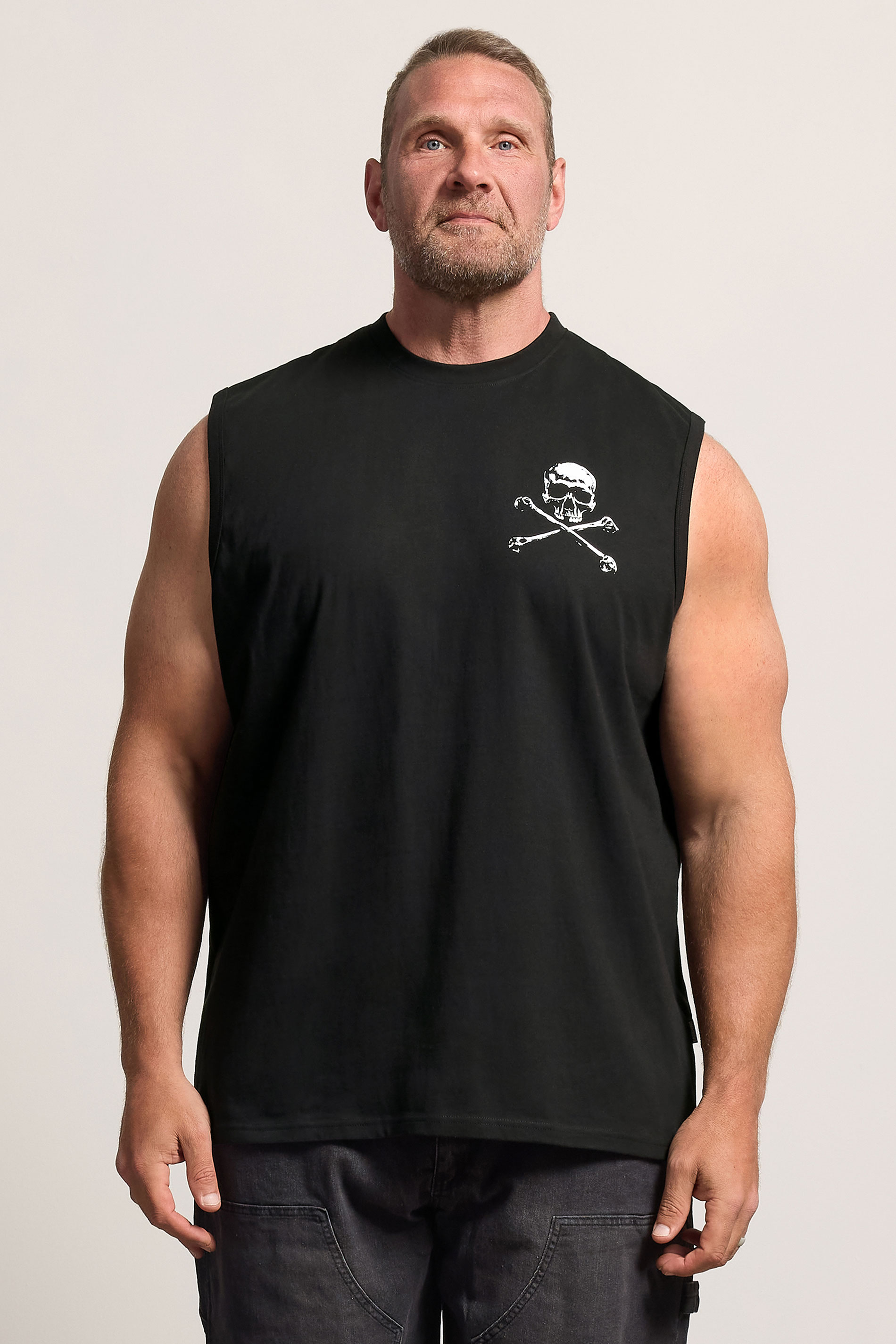 BadRhino Big & Tall Black Skull & Crossbones Graphic Muscle Vest | BadRhino 3