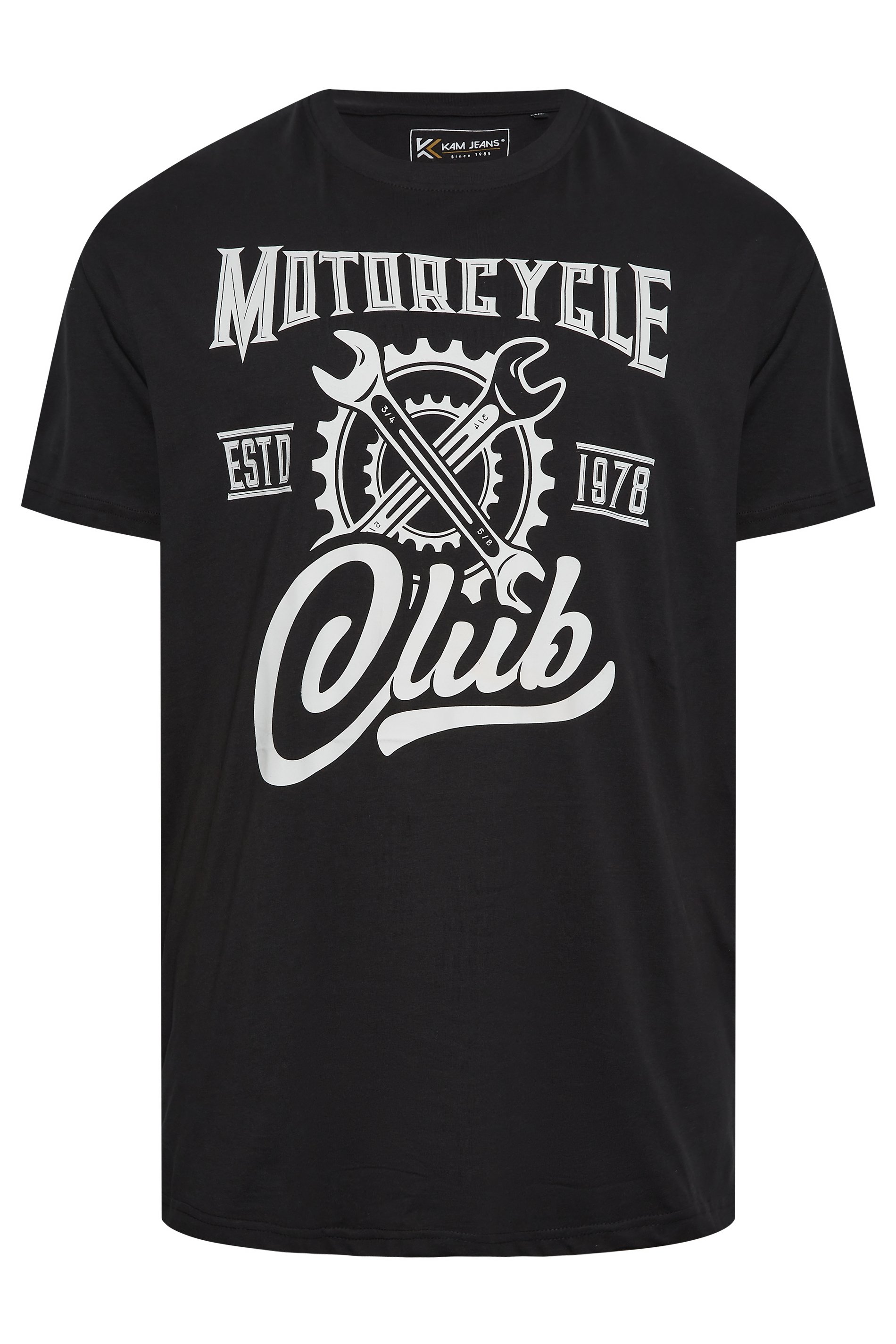 KAM Big & Tall 2 PACK Black & Navy Blue Cycle Printed T-Shirts | BadRhino 7
