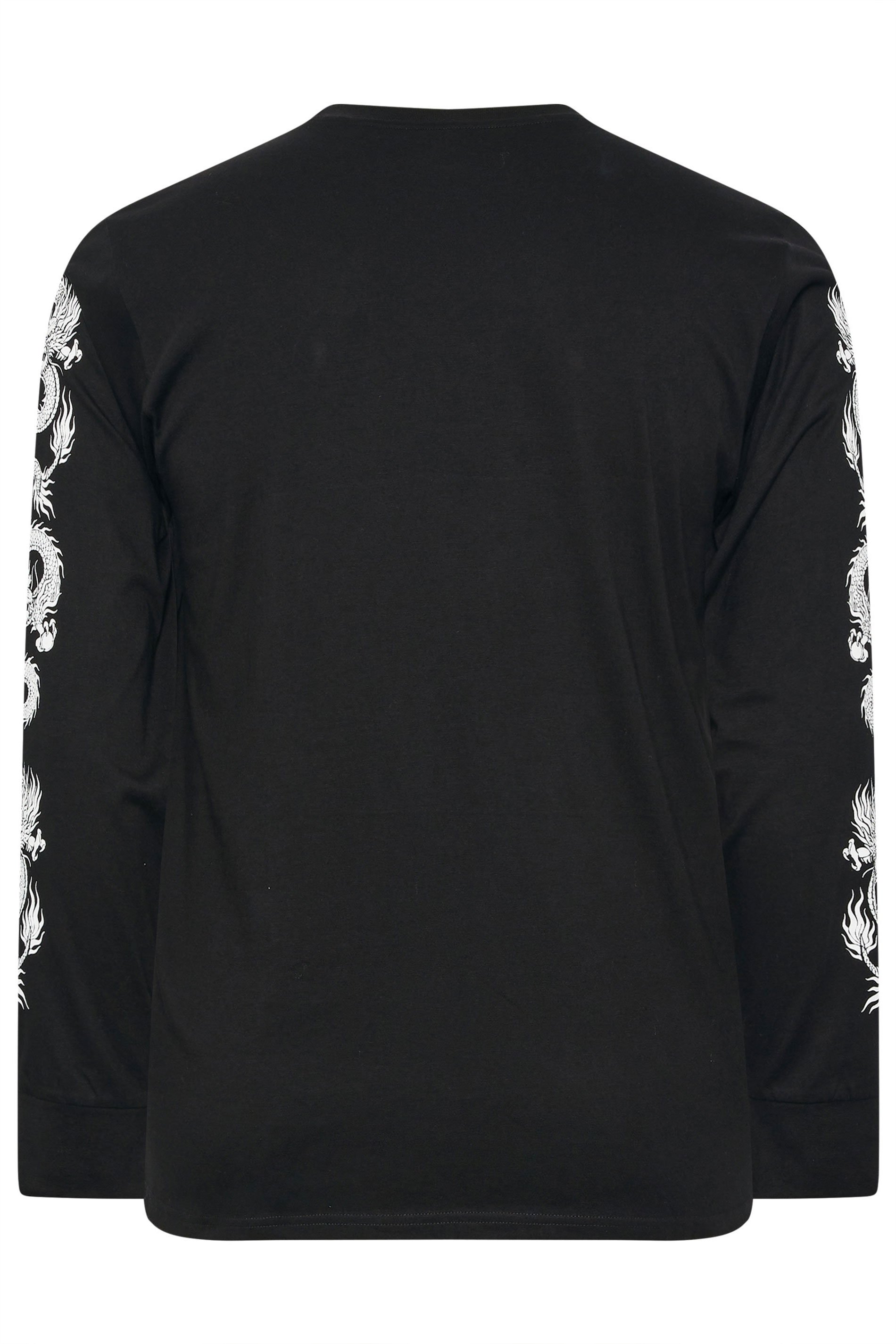 BadRhino Big & Tall Black Extra Long Dragon Graphic Long Sleeve T-shirt | BadRhino 7