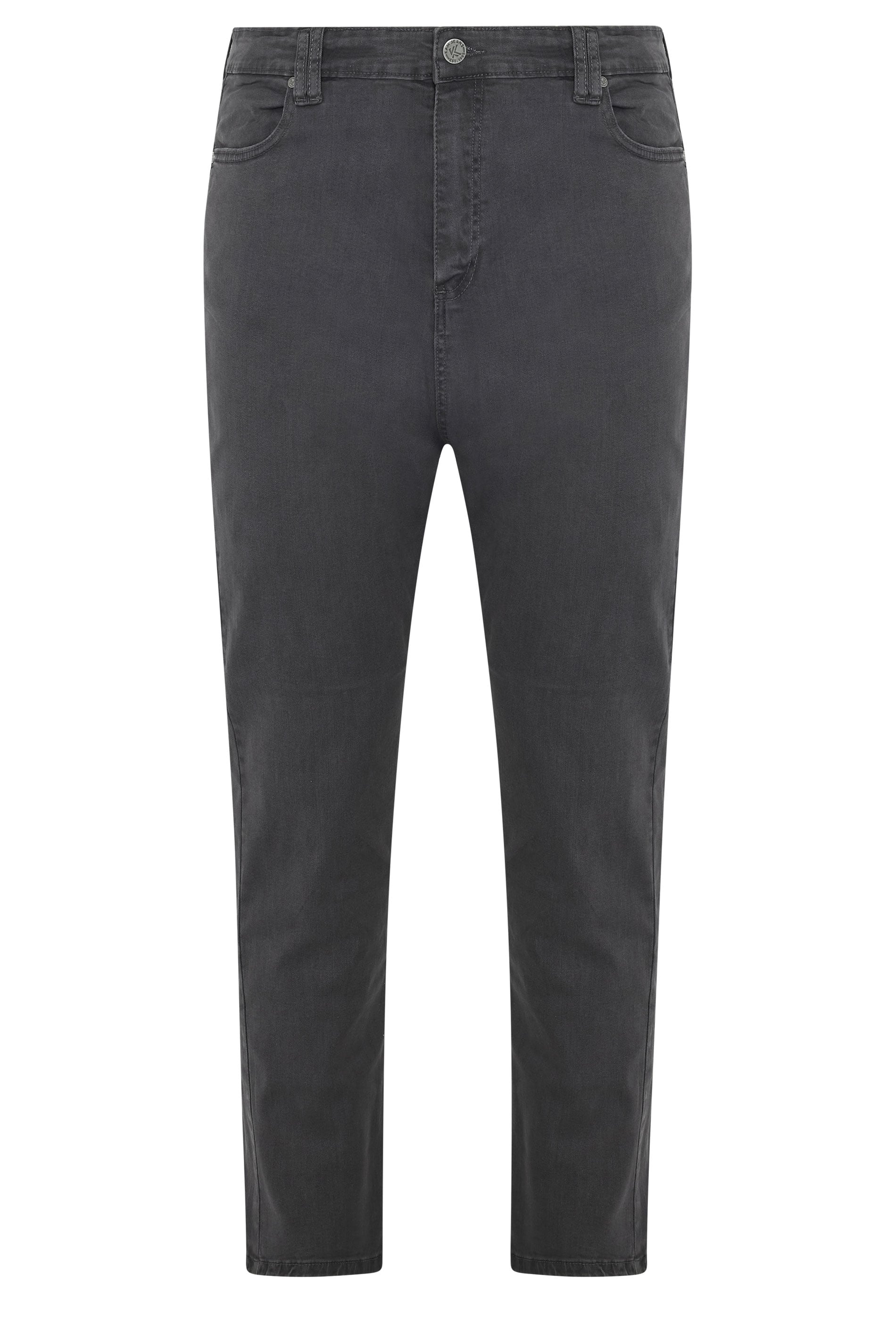 KAM Big & Tall Charcoal Grey Stretch Jeans | BadRhino 1