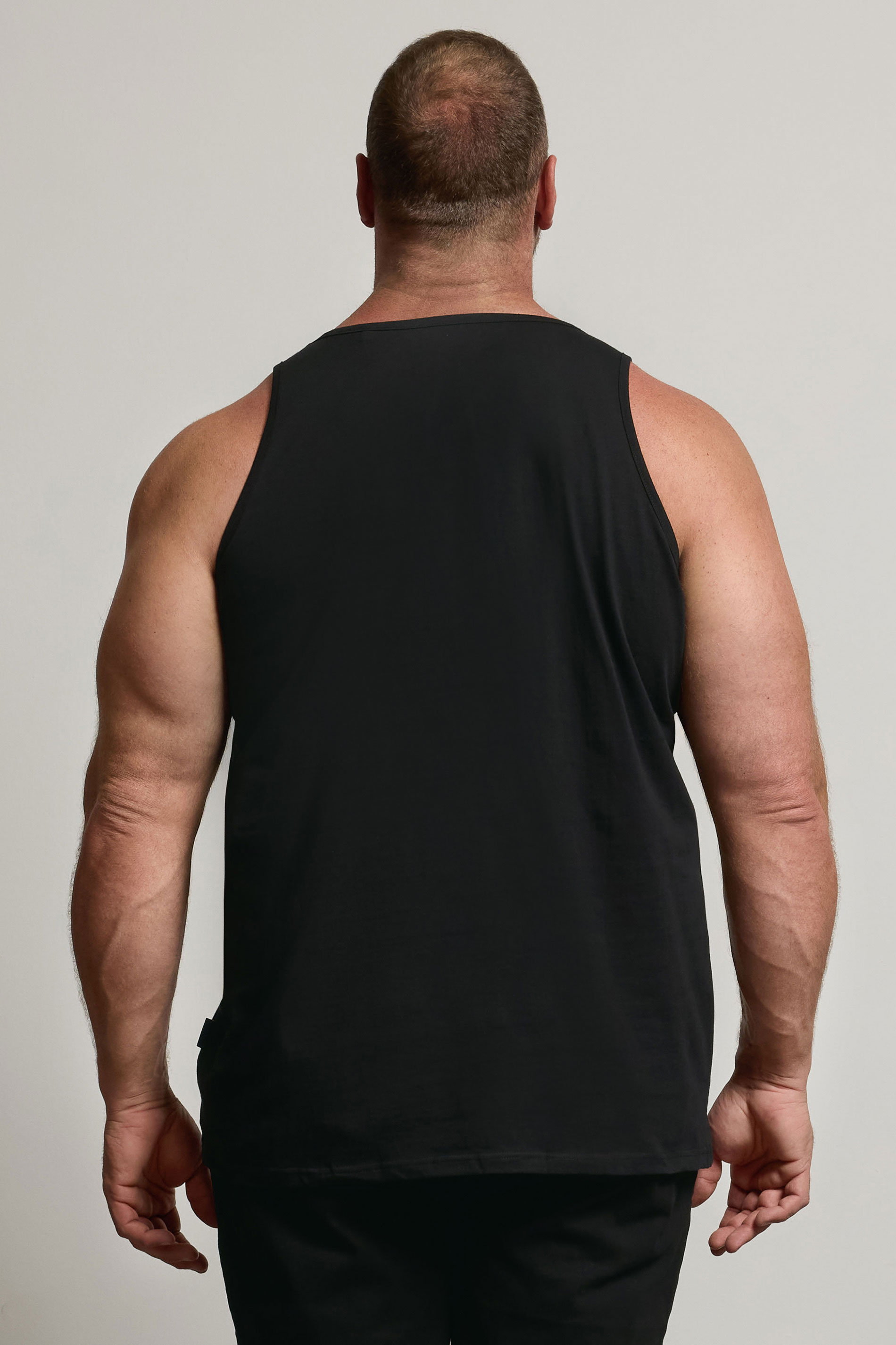 BadRhino Big & Tall Black Extra Long Plain Vest Top | BadRhino 2