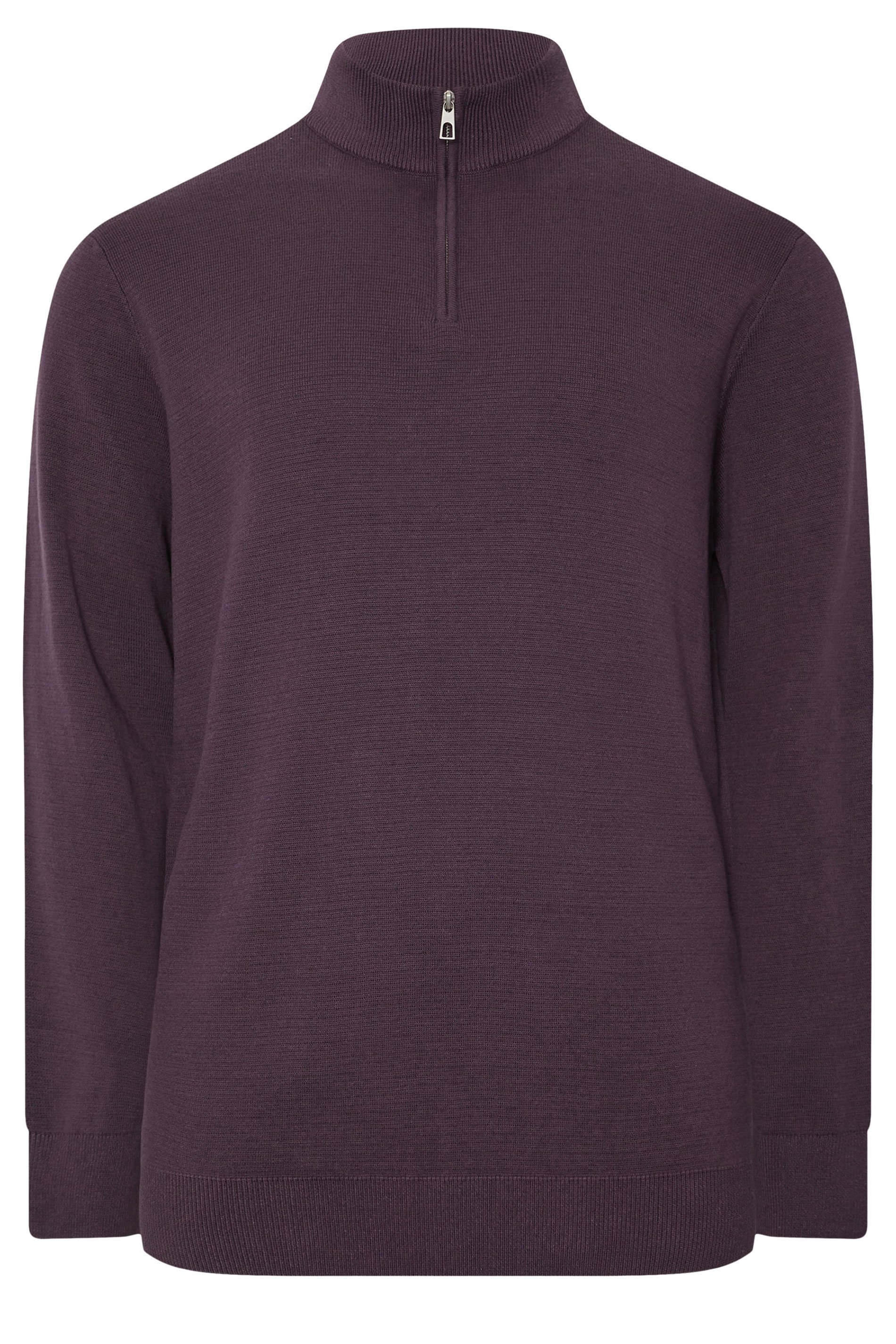 BadRhino Big & Tall Plum Purple Milano Quarter Zip Jumper | BadRhino 6