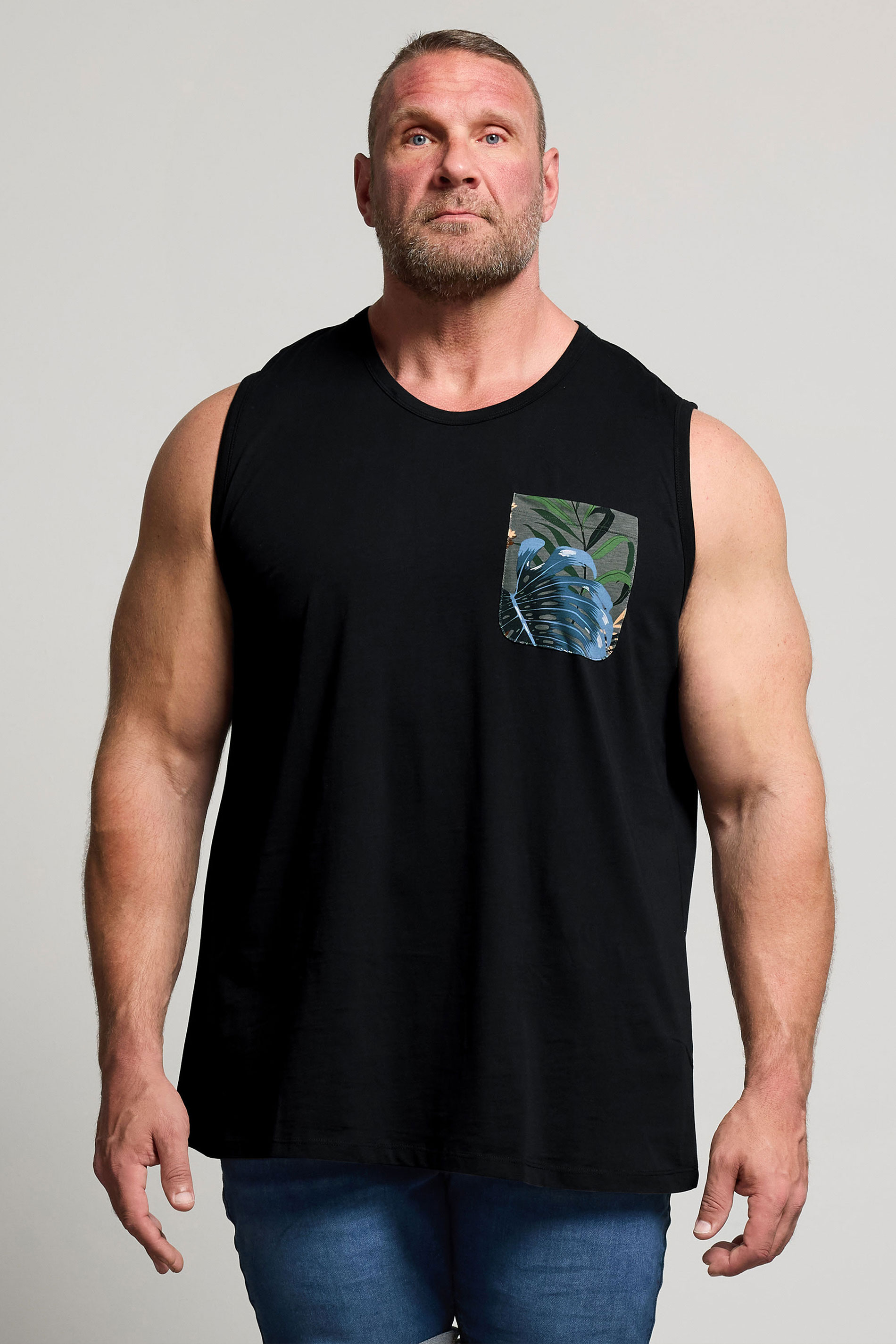 JACK & JONES Big & Tall Black Pocket Vest | BadRhino 1