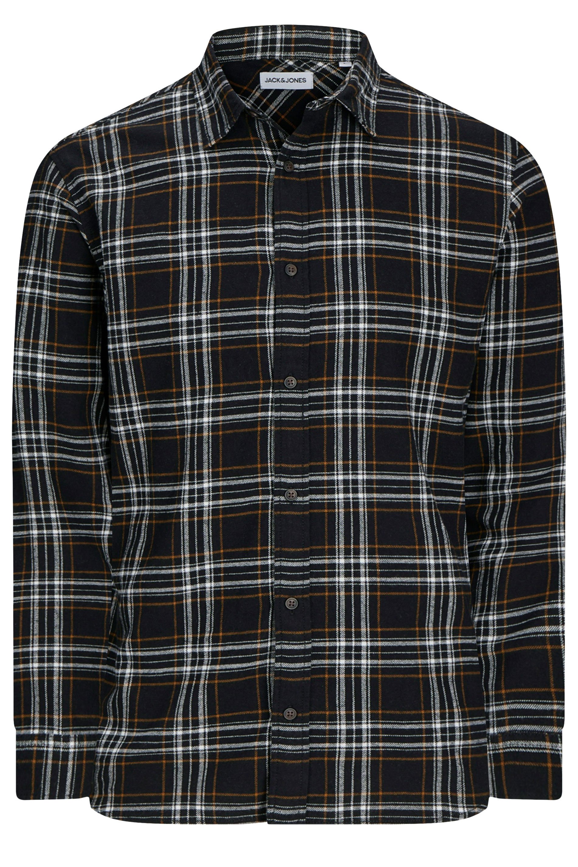 JACK & JONES Big & Tall Black Flannel Checked Shirt | BadRhino 2