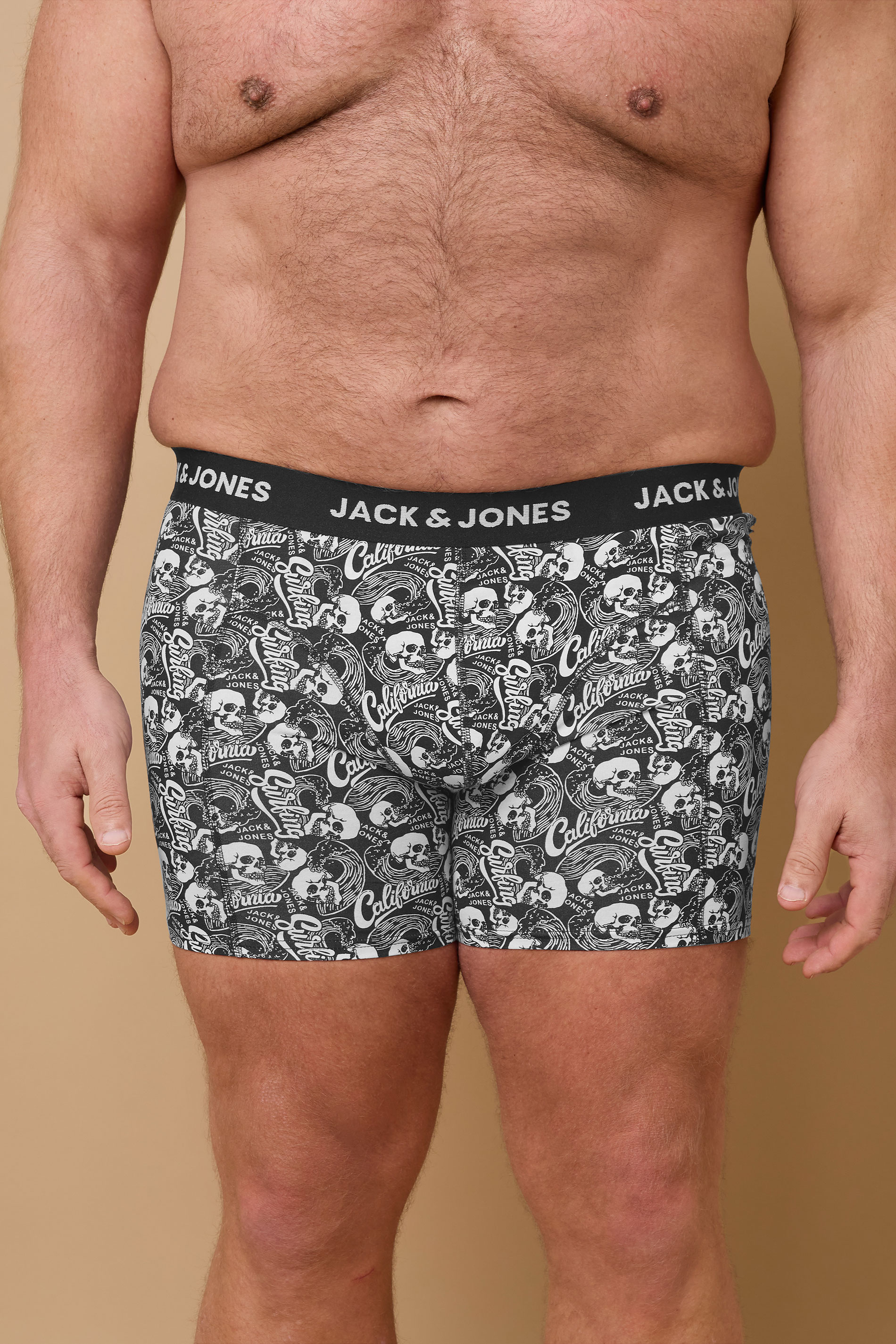JACK & JONES Big & Tall 3 PACK Blue & Skull Print Boxers | BadRhino 3