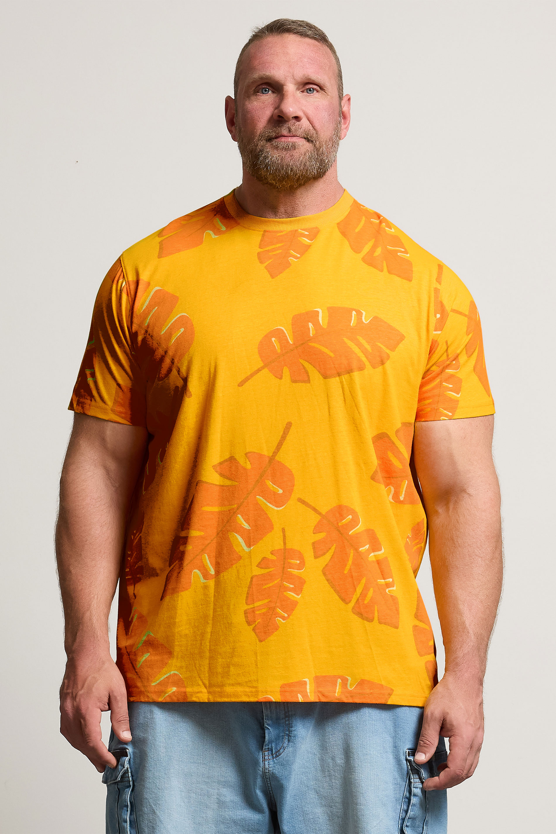 BadRhino Big & Tall Yellow Leaf Printed T-Shirt | BadRhino 2