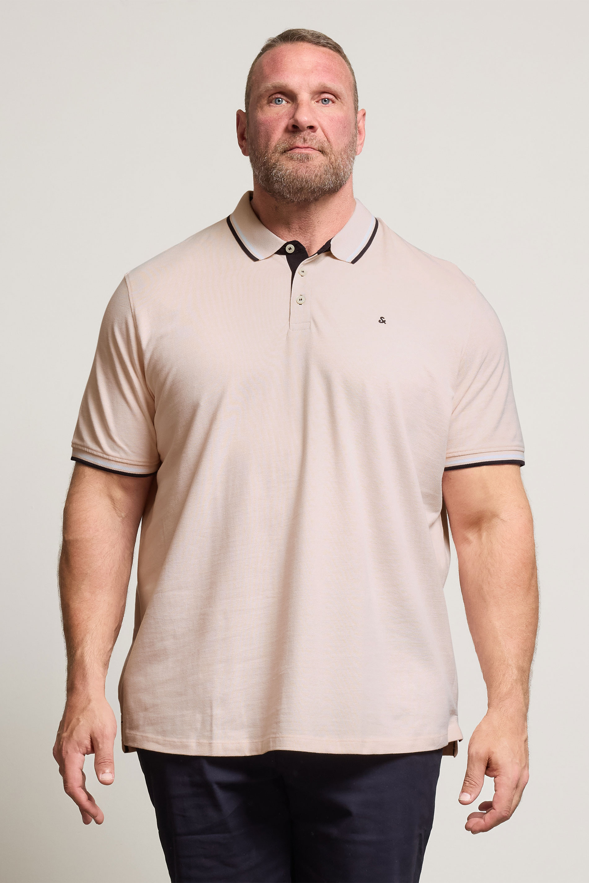 JACK & JONES Big & Tall Peach Pink Paulos Polo Shirt | BadRhino 1