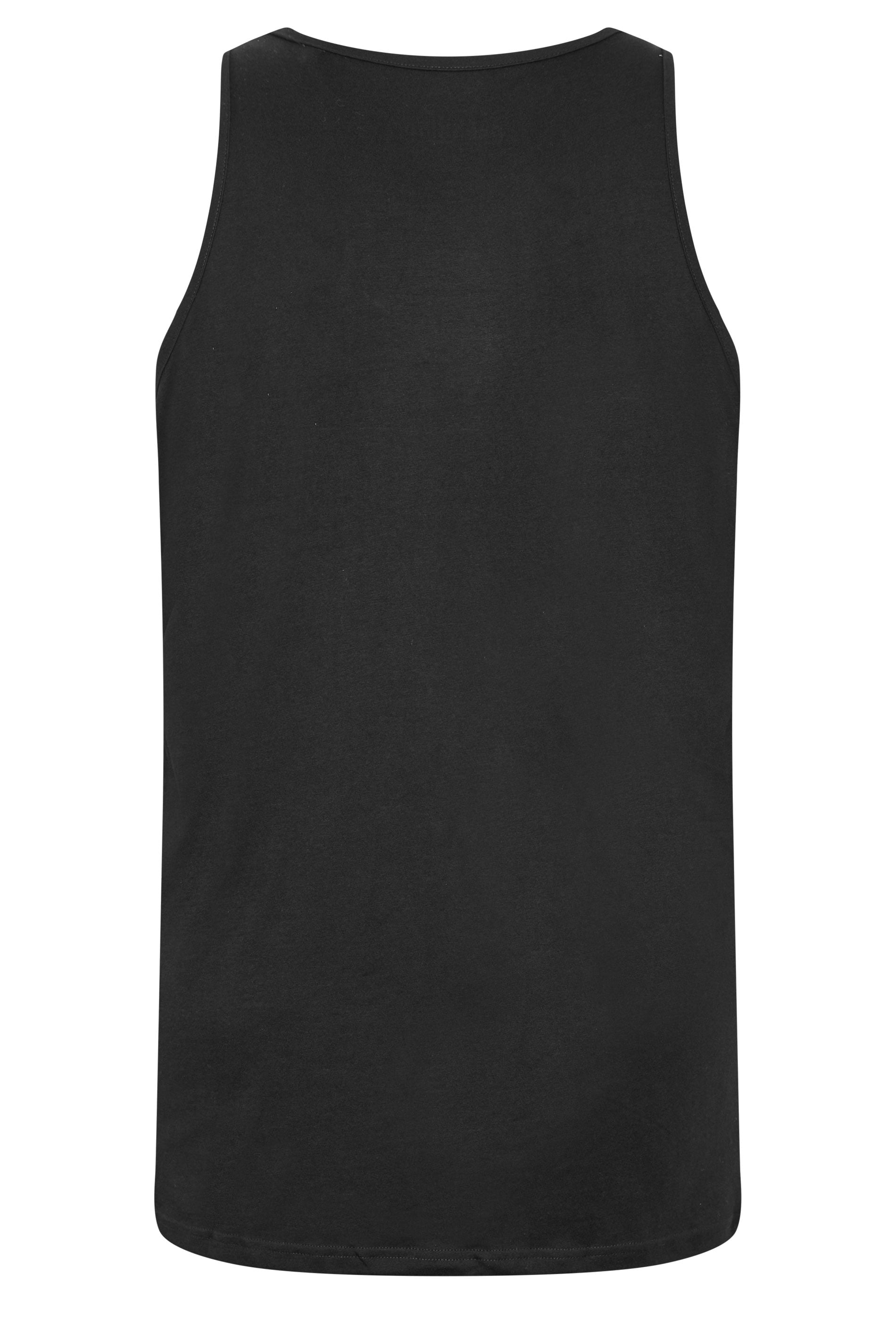 BadRhino Big & Tall 5 Pack Black Extra Long Plain Vest Top | BadRhino 7