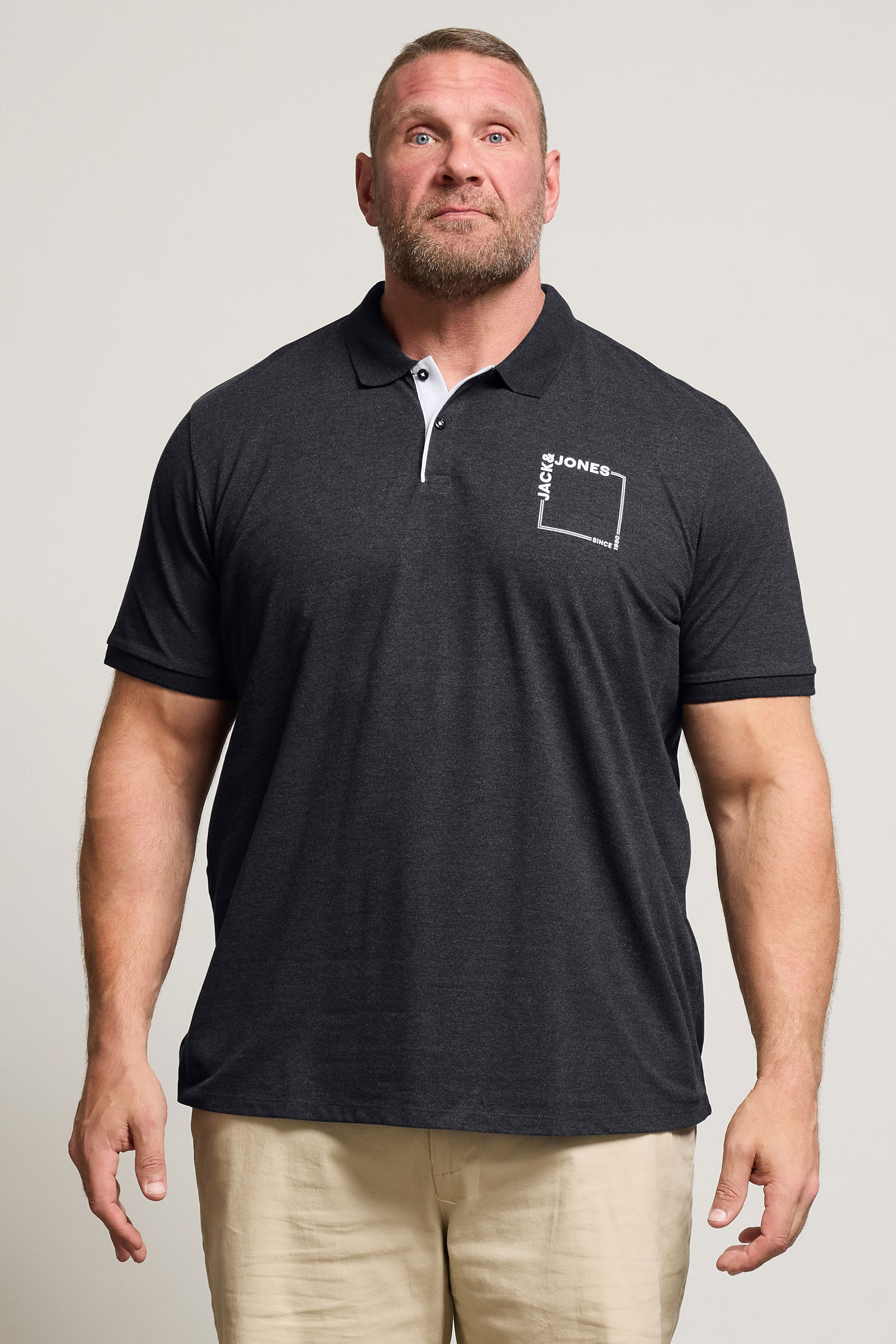 JACK & JONES Big & Tall Black Polo Shirt | BadRhino 1