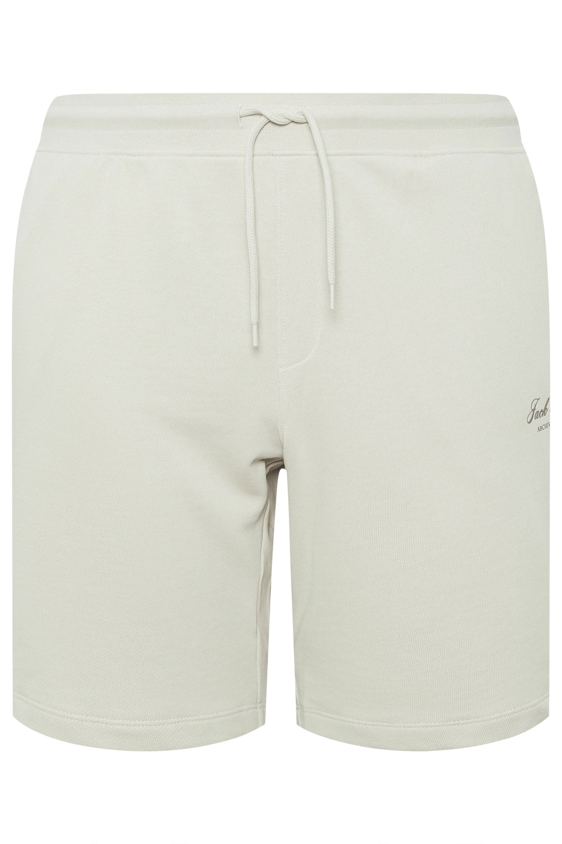JACK & JONES Big & Tall Moonbeam White Logo Jogger Sweat Shorts | BadRhino 2