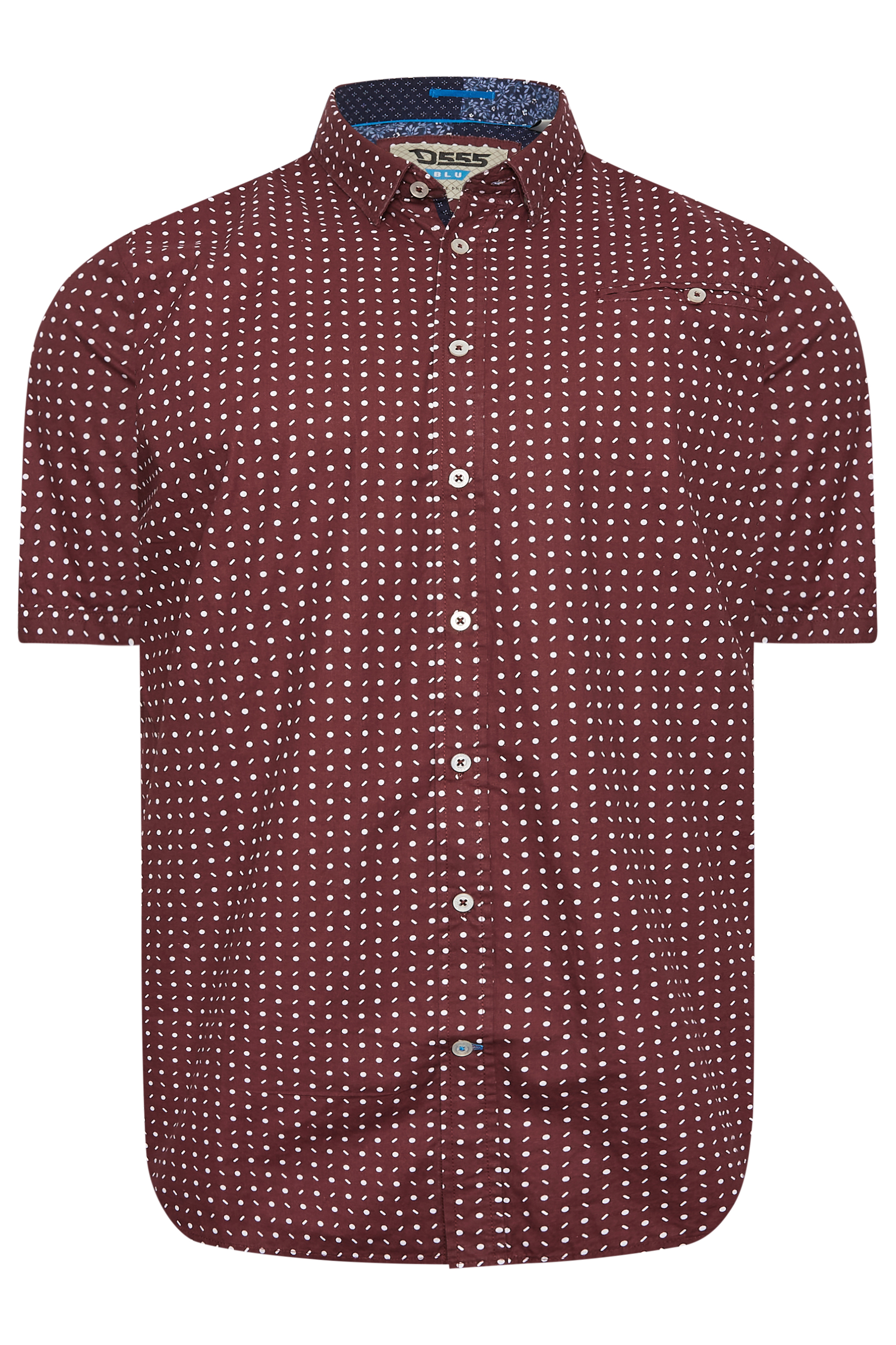 D555 Big & Tall Burgundy Red Spot Button Shirt | BadRhino 3