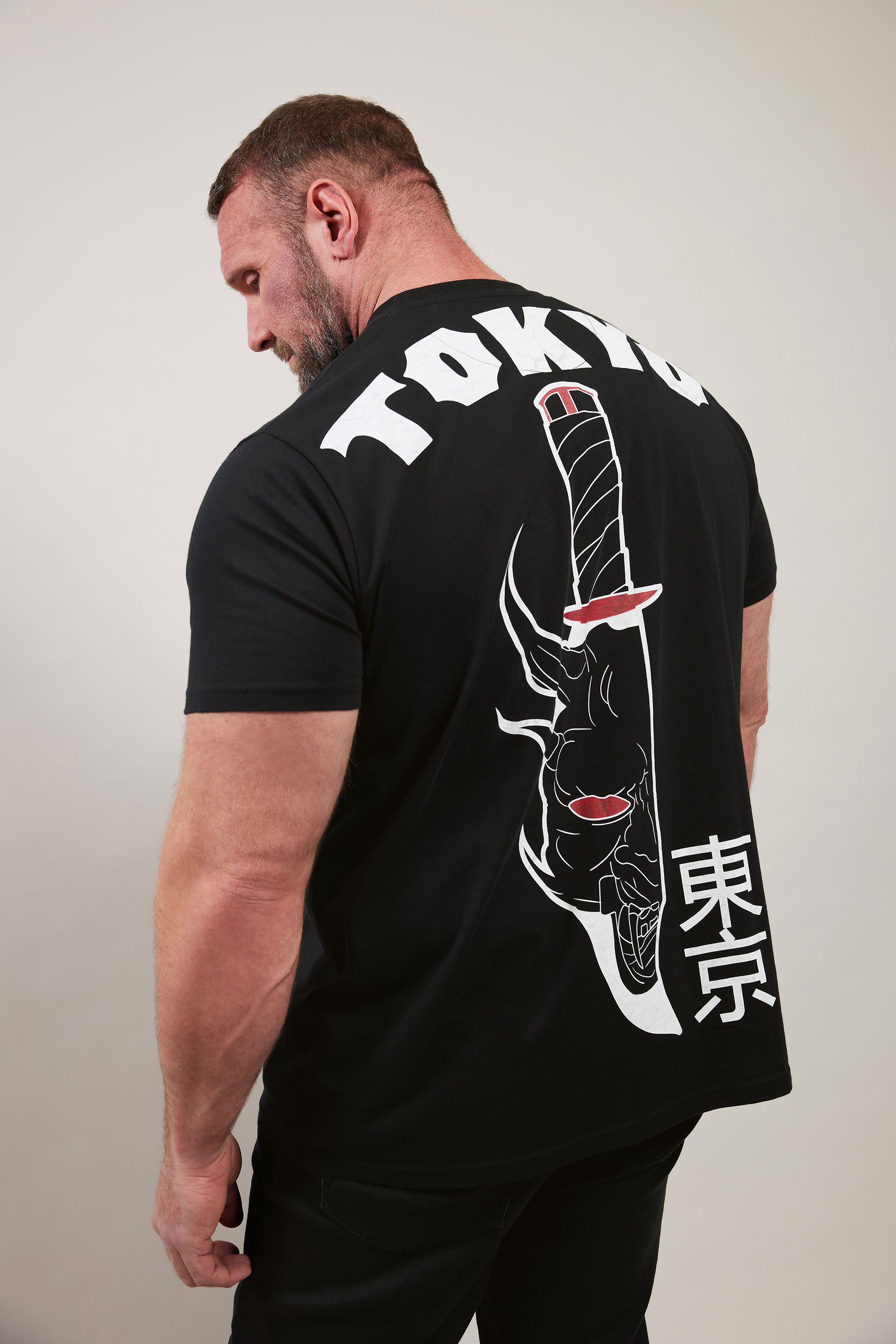 BadRhino Big & Tall Black 'Tokyo' Print T-Shirt | BadRhino 1