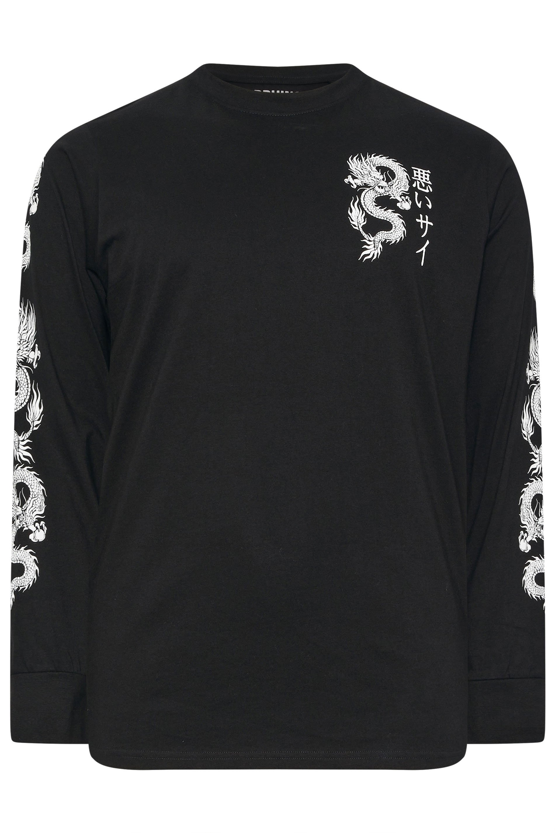 BadRhino Big & Tall Black Long Sleeve Dragon Graphic T-shirt | BadRhino 1