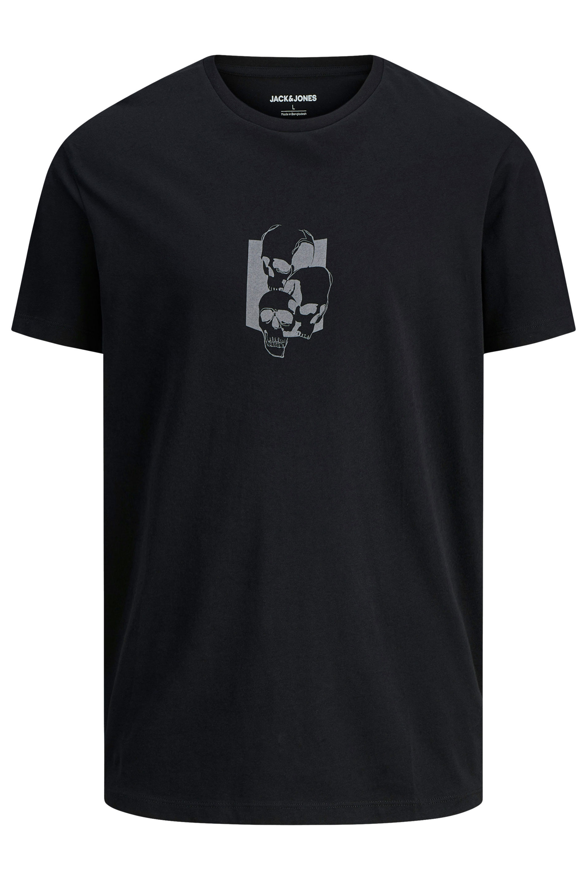 JACK & JONES Big & Tall Black & Grey Skull Graphic T-Shirt | BadRhino 4