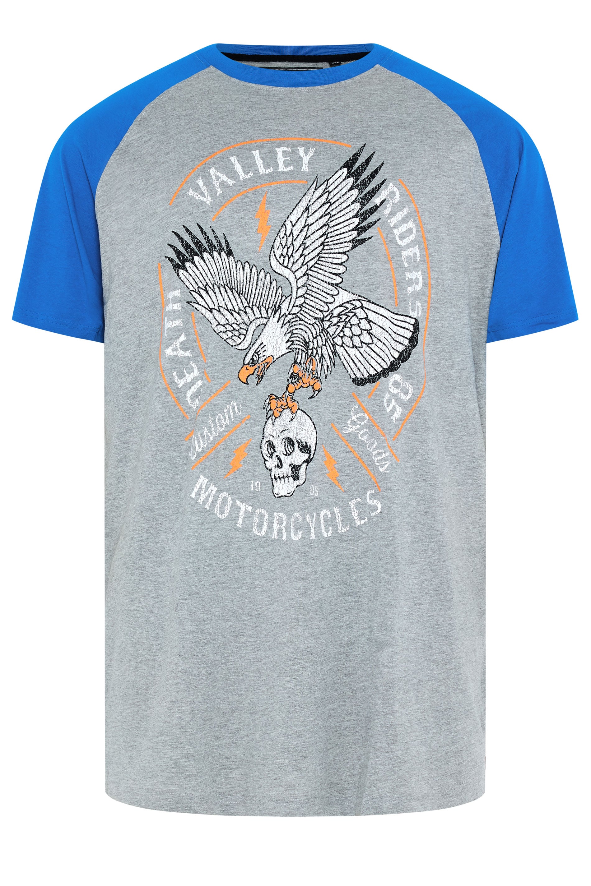 KAM Big & Tall Grey Raglan Graphic Print T-Shirt | BadRhino 1