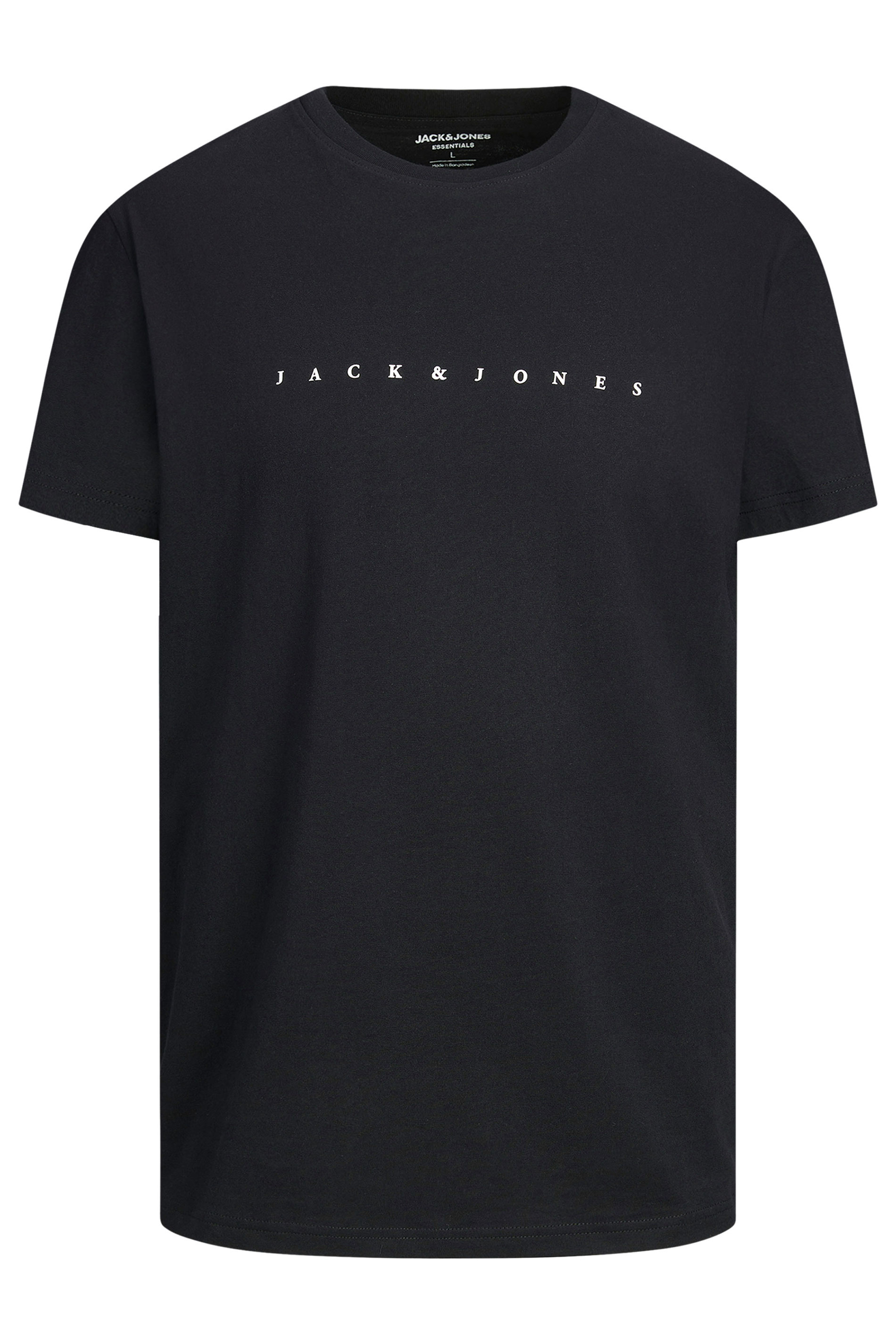 JACK & JONES Big & Tall Black Slogan Short Sleeve T-Shirt | BadRhino 2