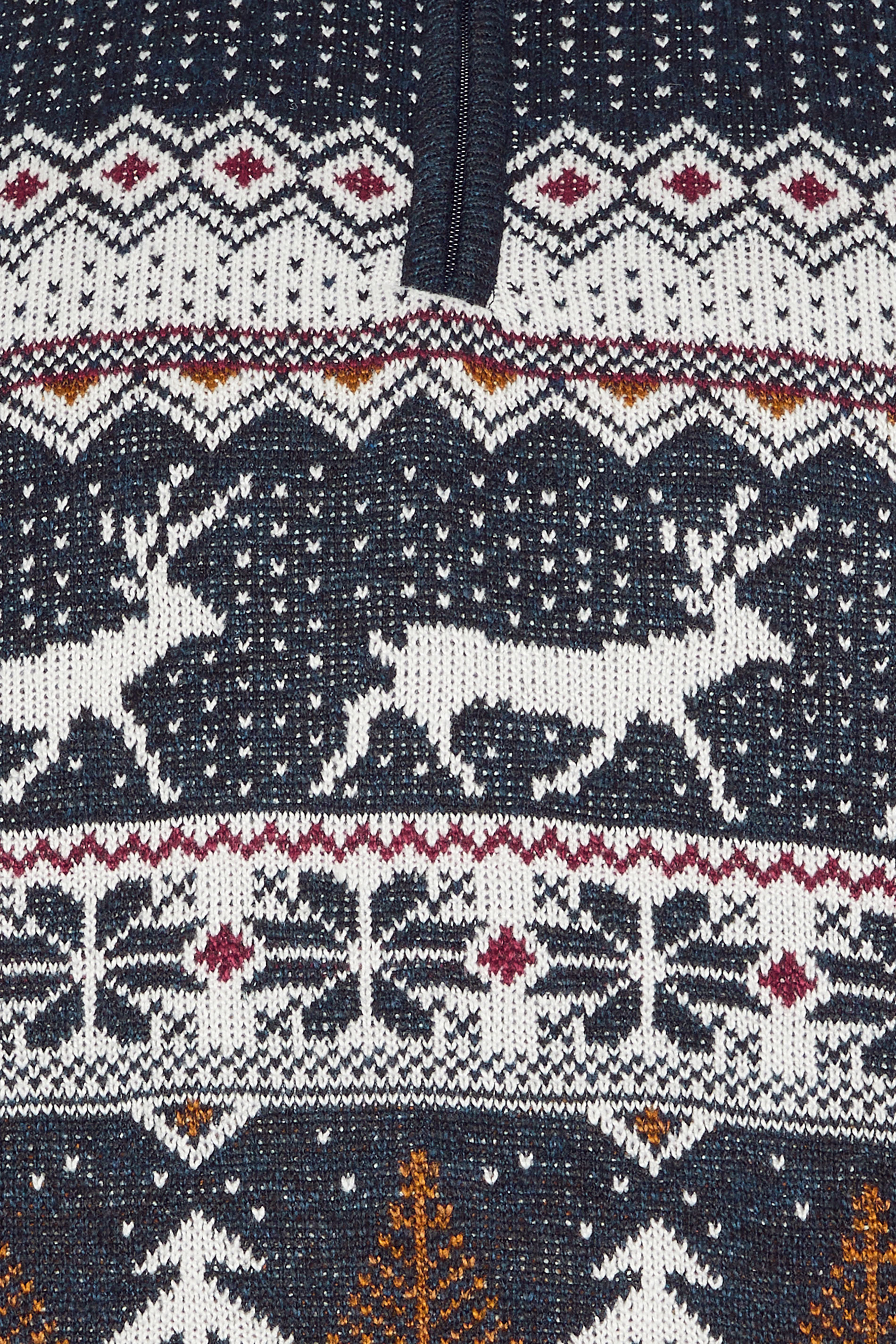 D555 Big & Tall Navy Blue Christmas Quarter Zip Jumper | BadRhino 5