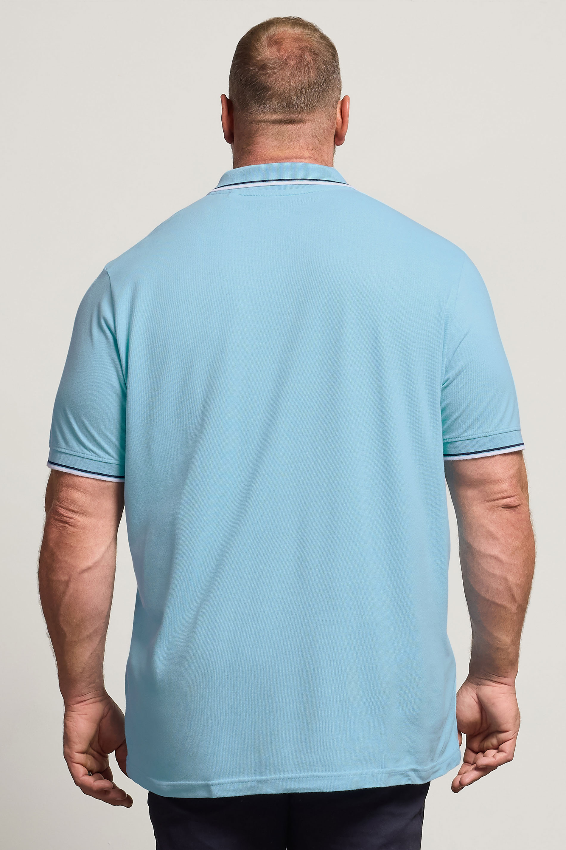 BadRhino Big & Tall Pale Blue Tipped Polo Shirt | BadRhino 3