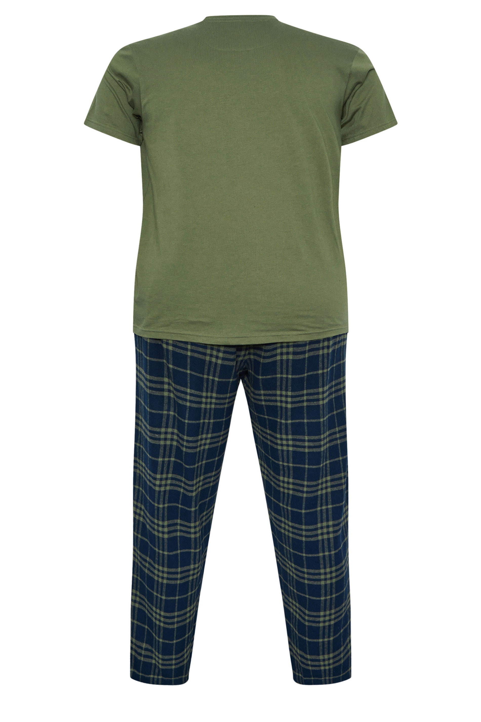 BadRhino Big & Tall Khaki Green Check Pyjama Set | BadRhino 7