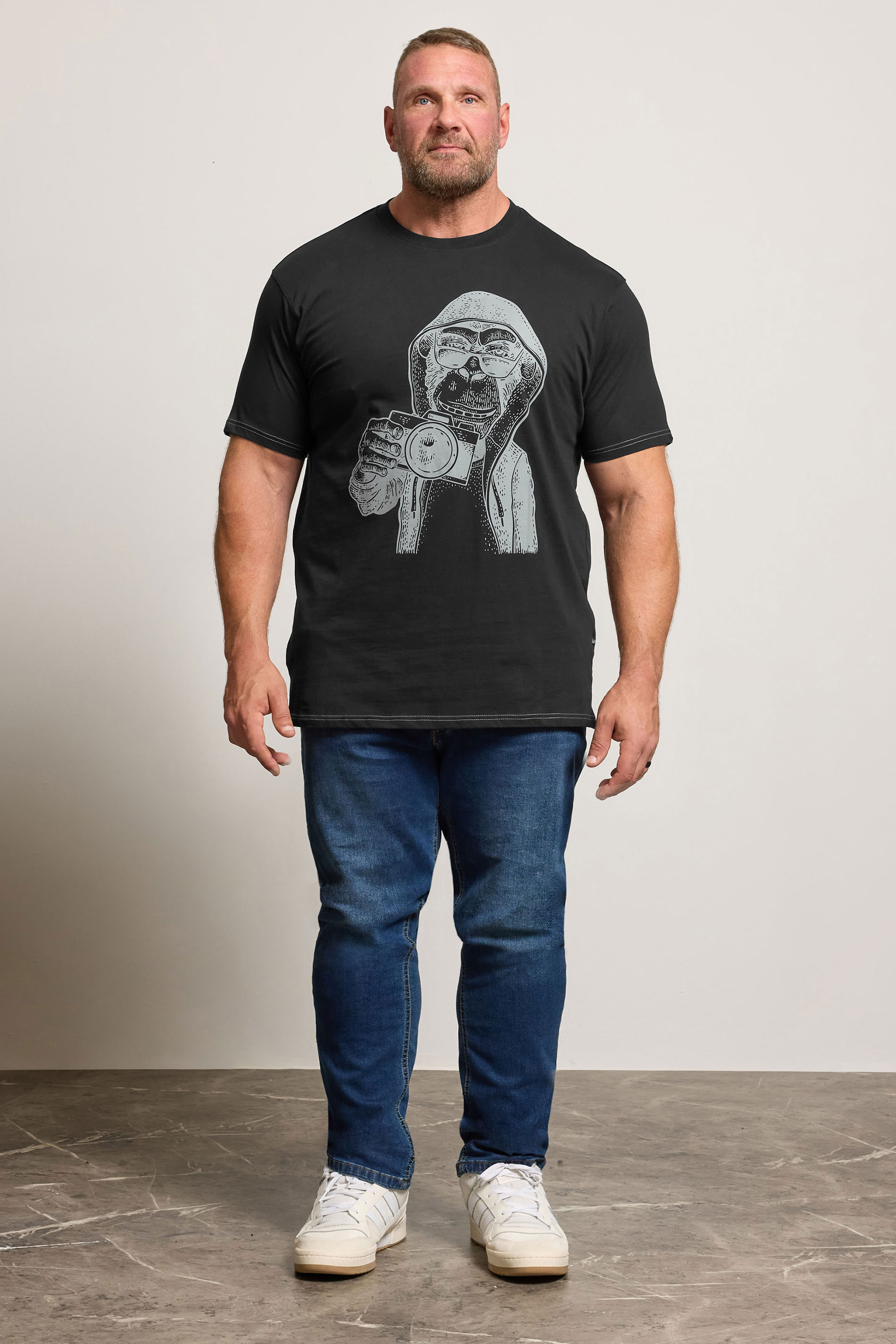 KAM Black Monkey Phtographer Graphic Print T-Shirt | BadRhino 2