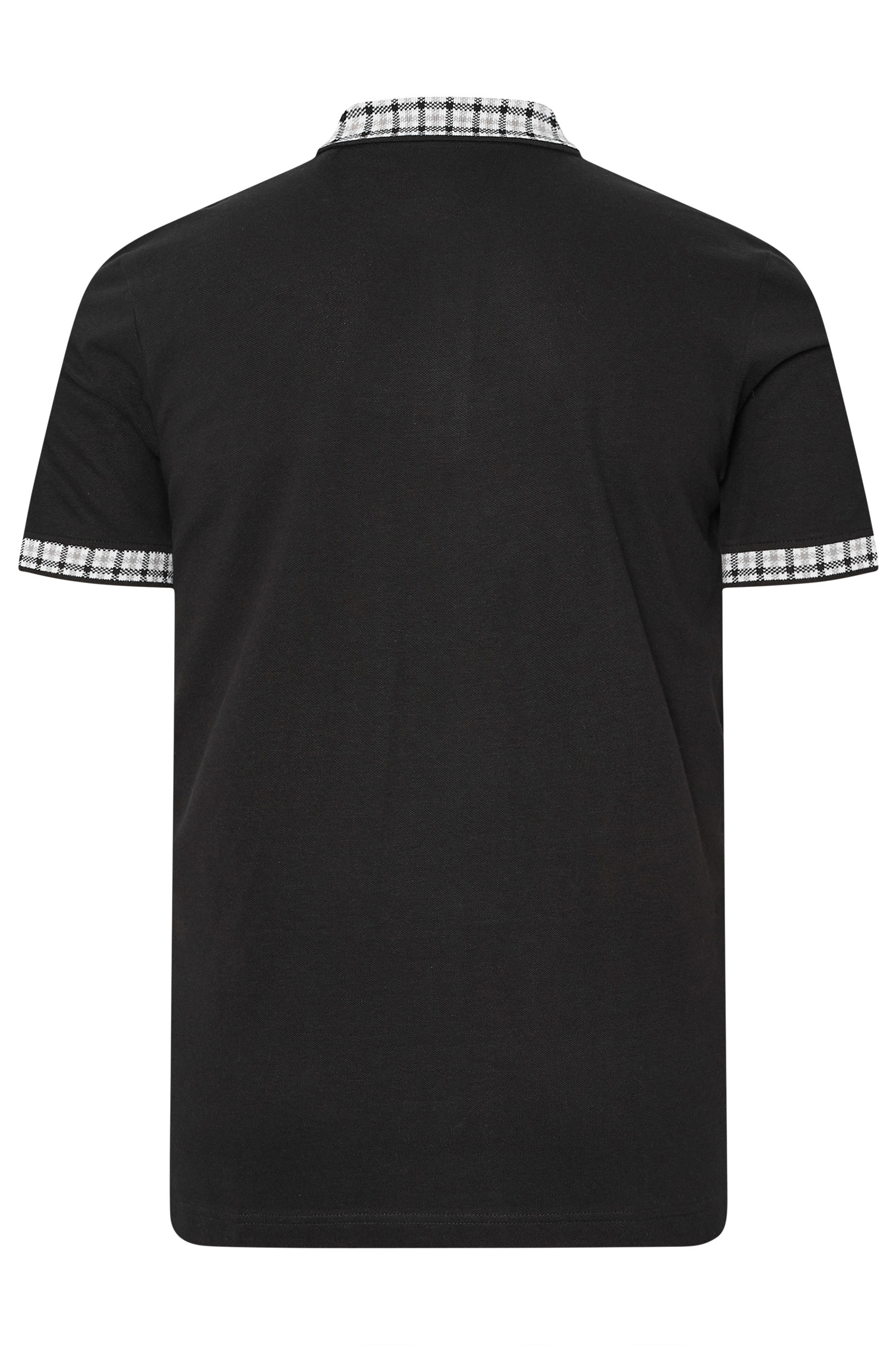 BadRhino Big & Tall Black Jacquard Checked Collar Polo Shirt | BadRhino 7