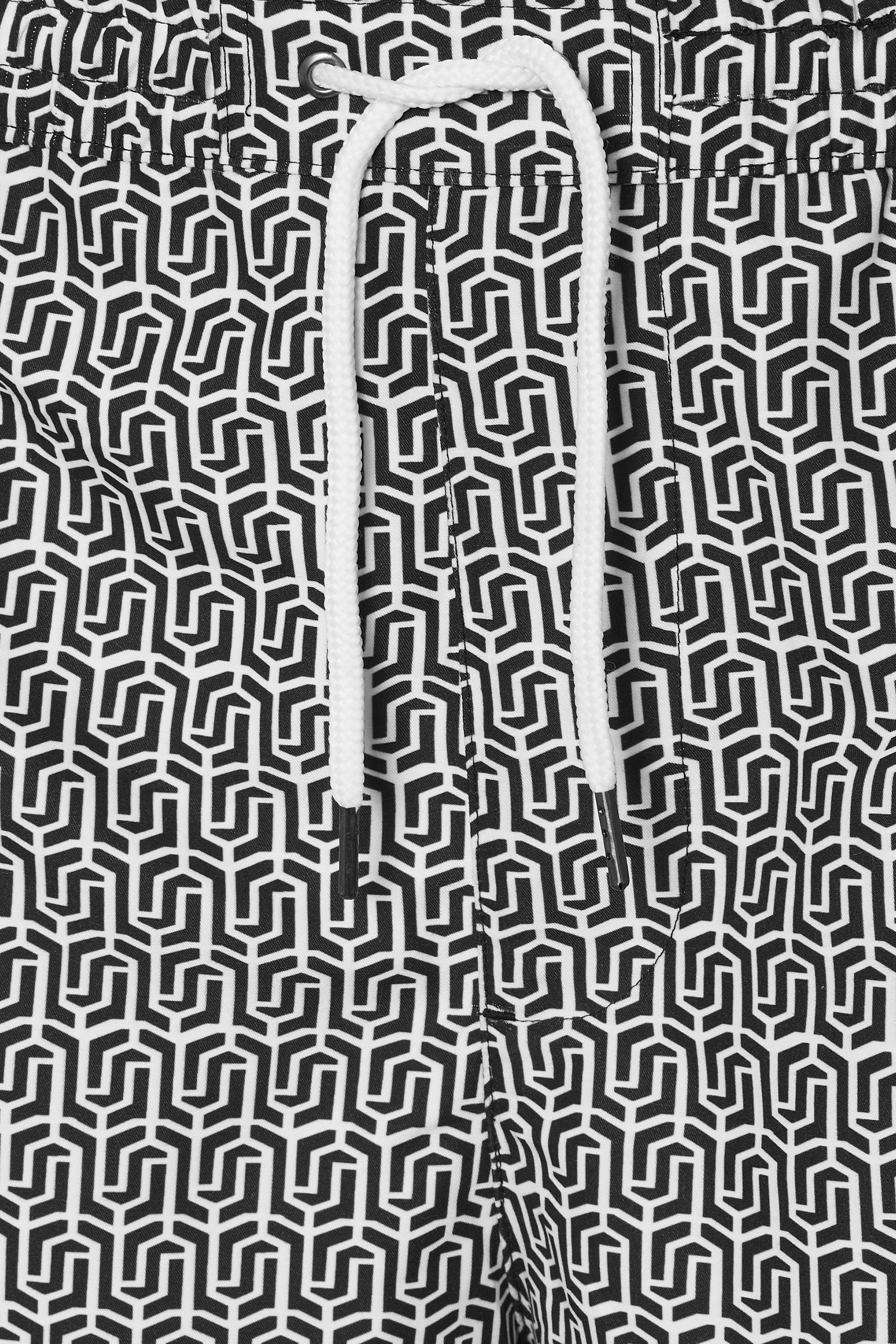 BadRhino Big & Tall Black & White Geometric Print Swim Shorts | BadRhino 6