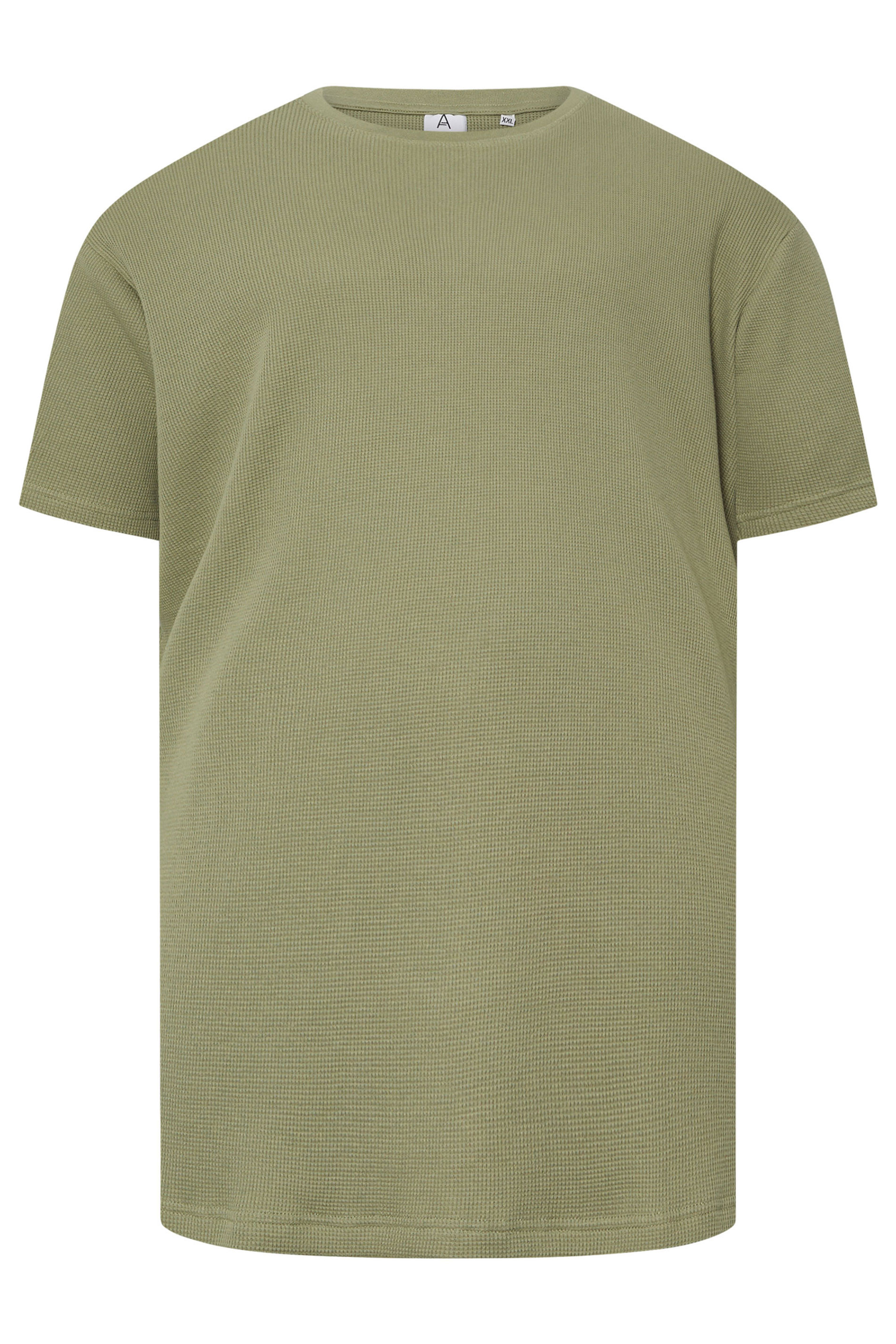 STUDIO A Big & Tall Khaki Green Waffle Textured T-Shirt | BadRhino 2