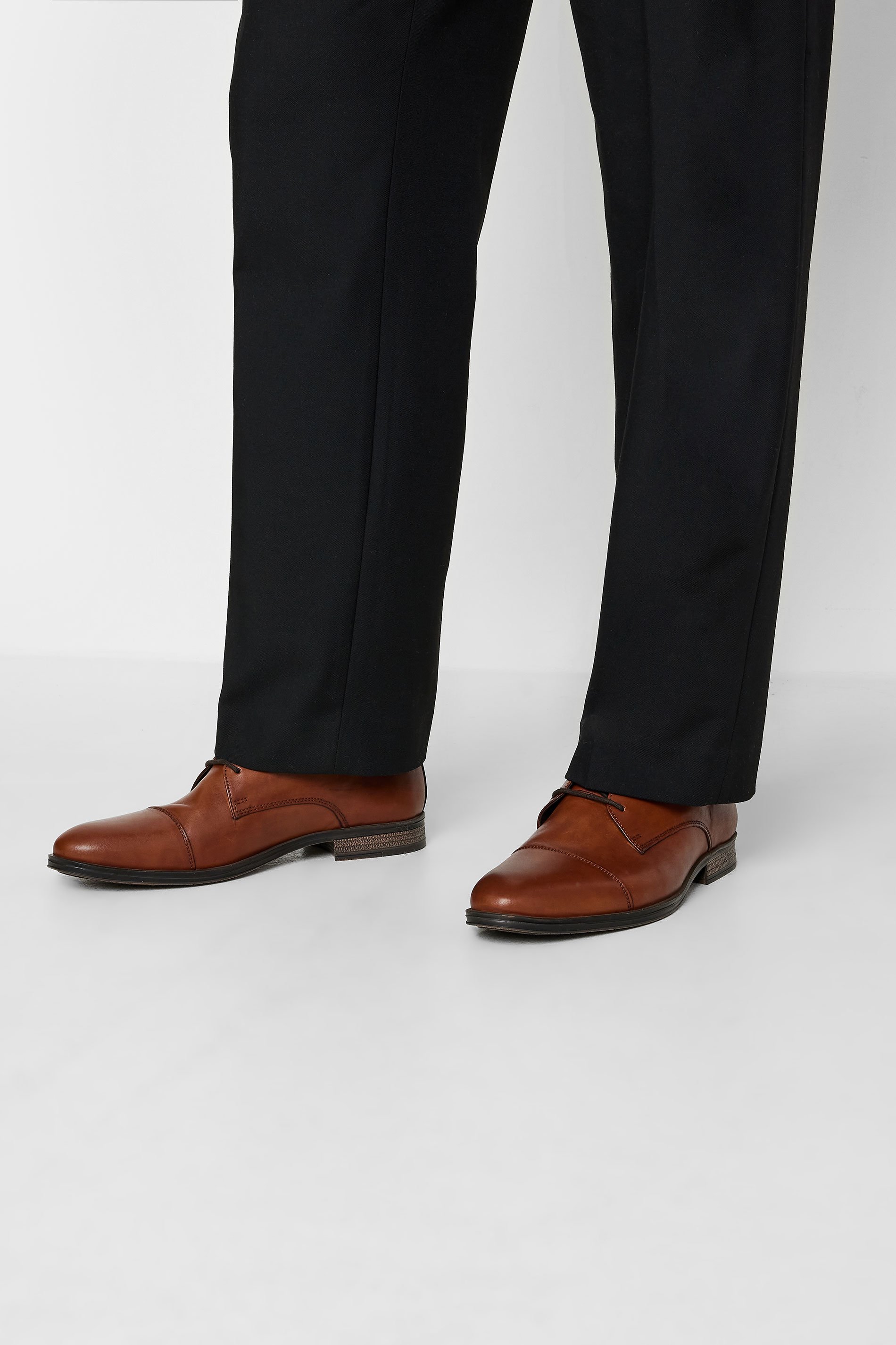 JACK & JONES Big & Tall Brown Leather Derby Shoes | BadRhino 1