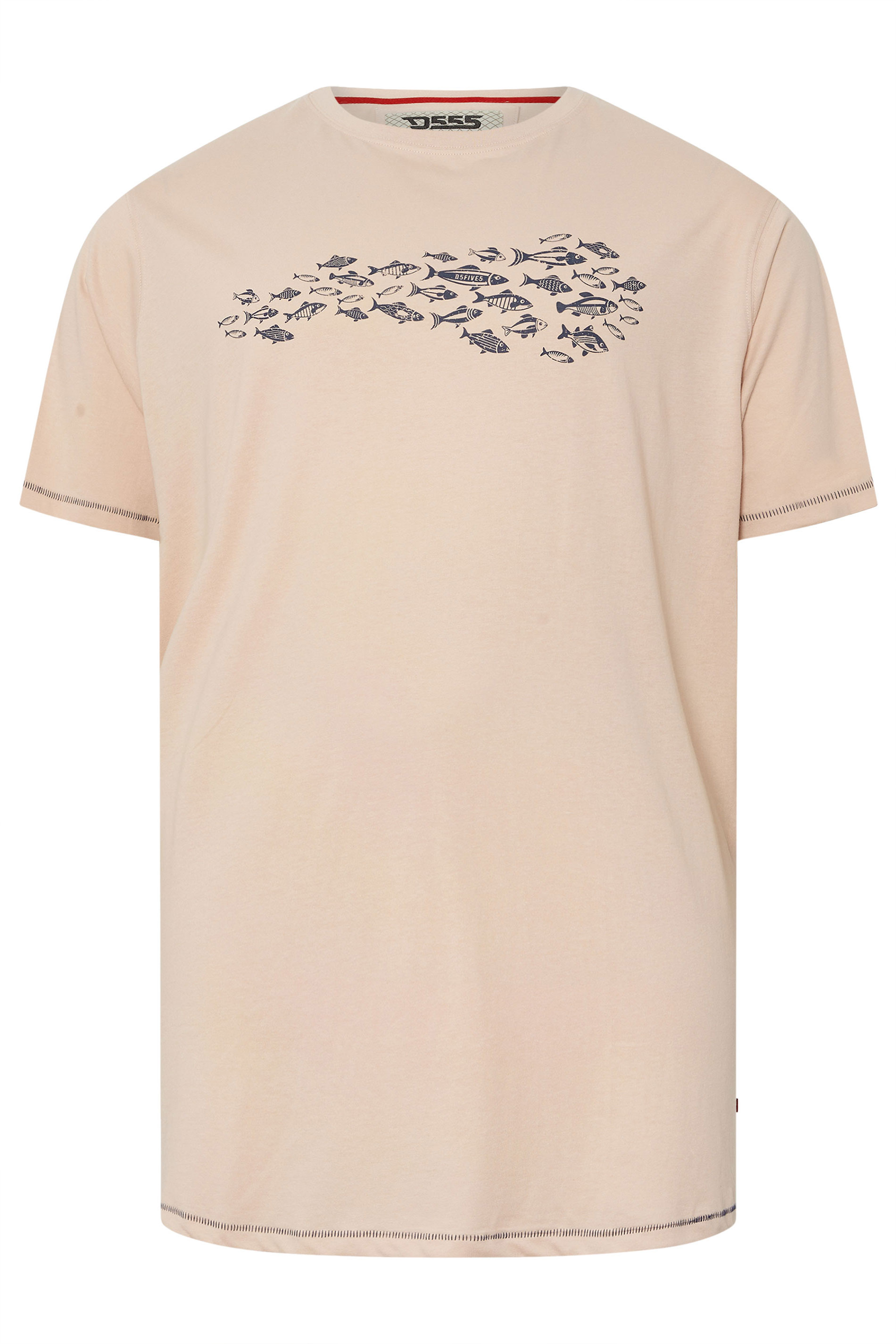 D555 Big & Tall Dusty Pink Shoal Fish T-Shirt | BadRhino 3