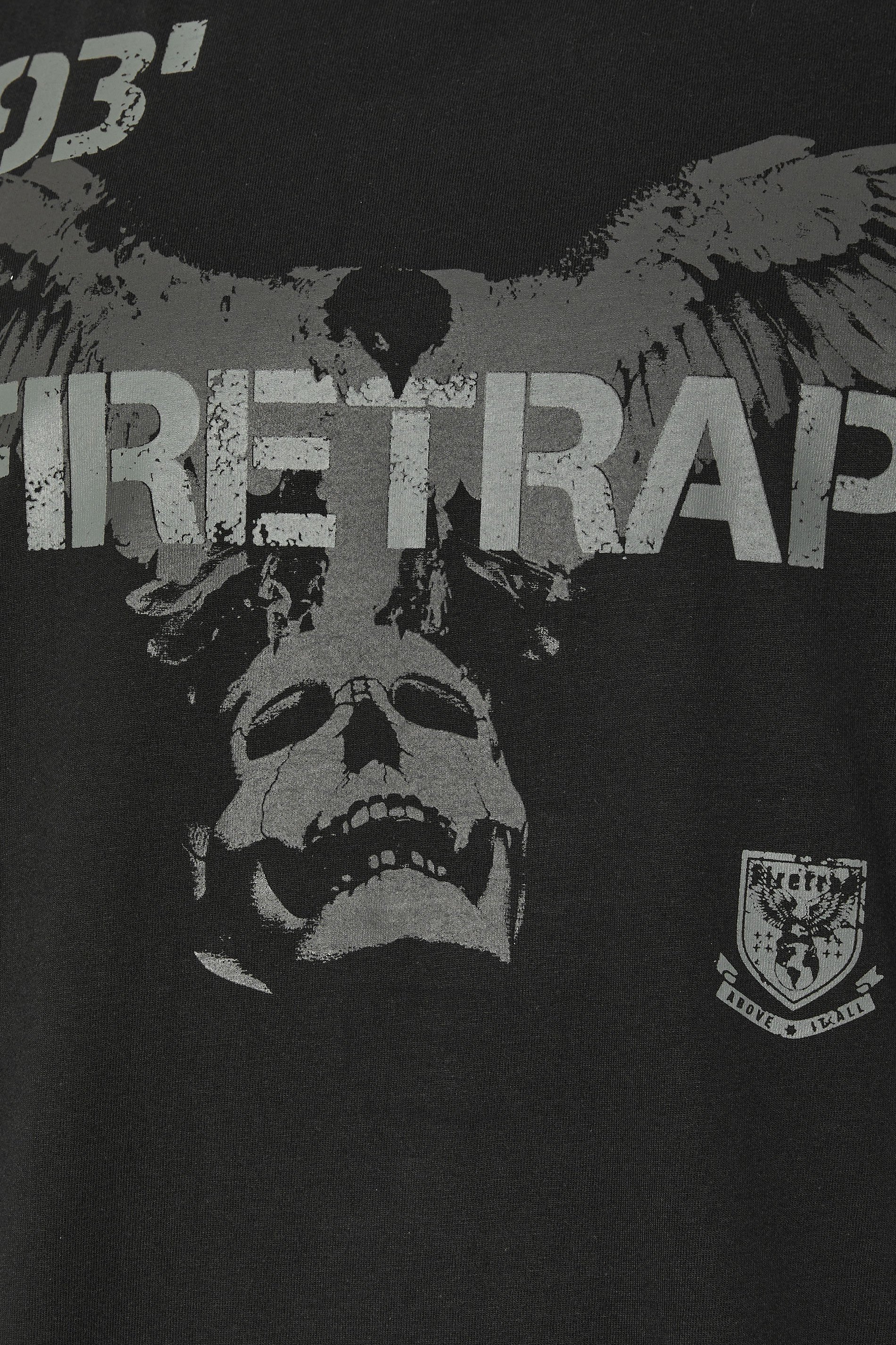 FIRETRAP Big & Tall Black Hawke Print T-Shirt | BadRhino 3