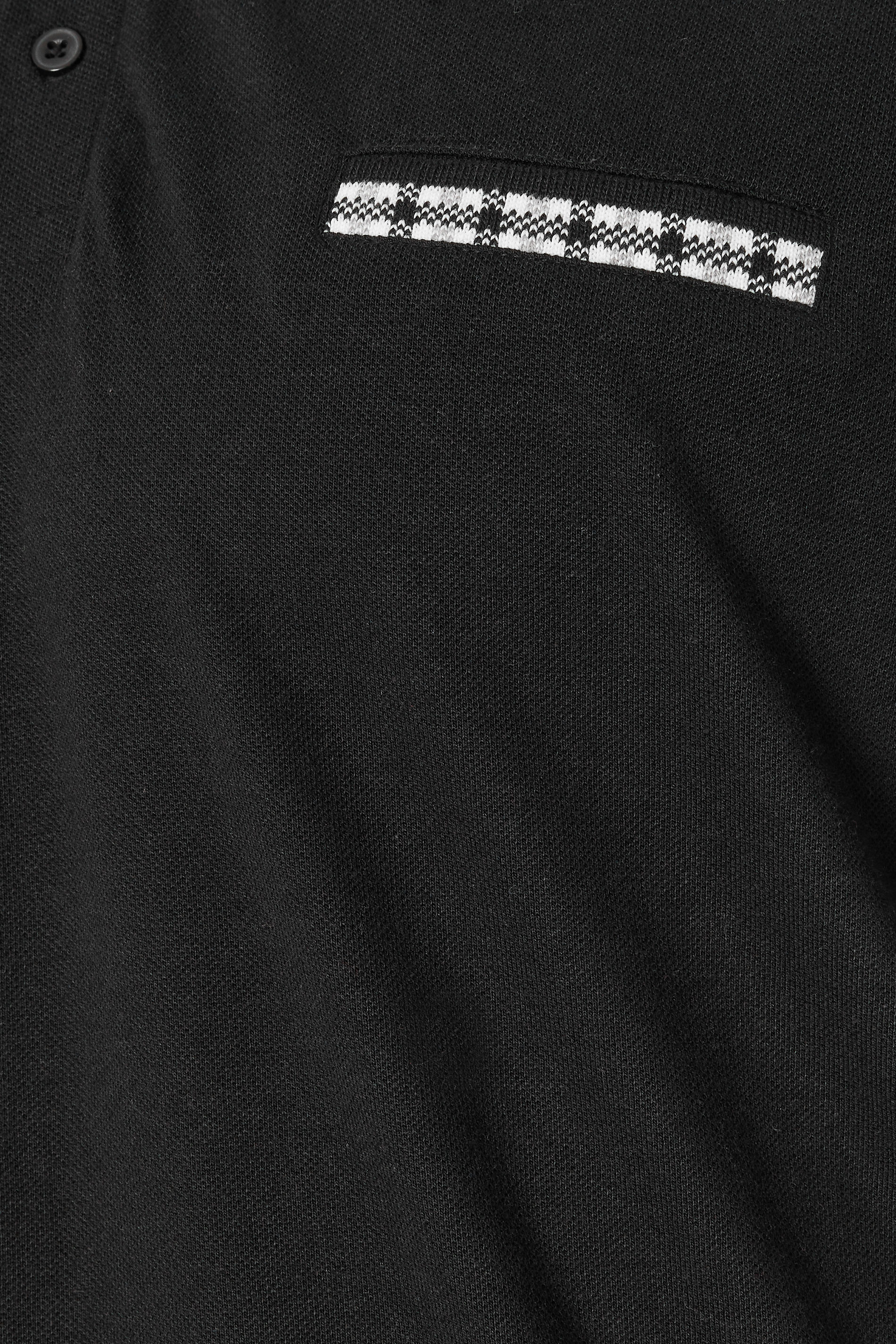 BadRhino Big & Tall Black Jacquard Checked Collar Polo Shirt | BadRhino 5