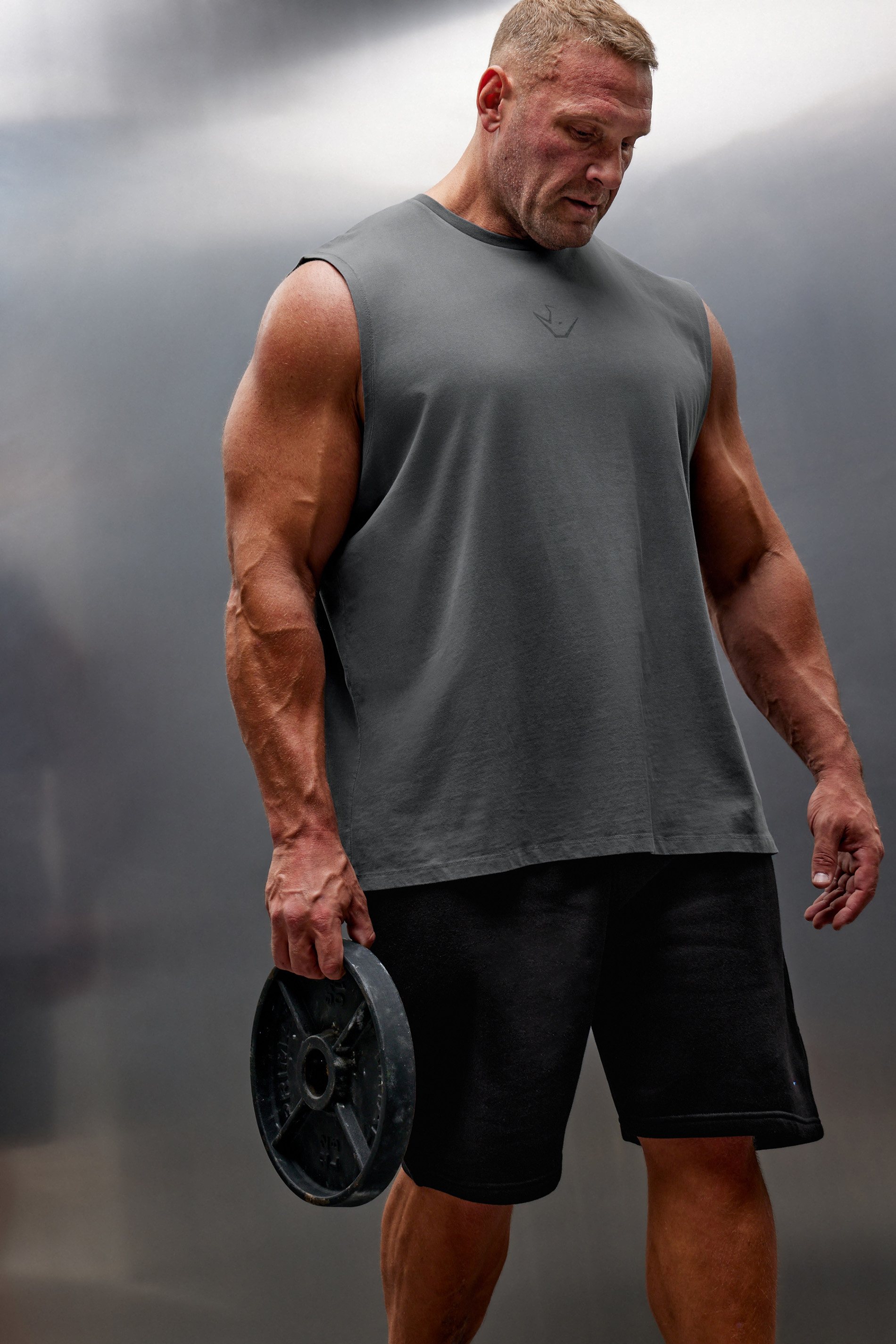 IronRhino Big & Tall Grey Acid Wash Muscle Vest | BadRhino 1