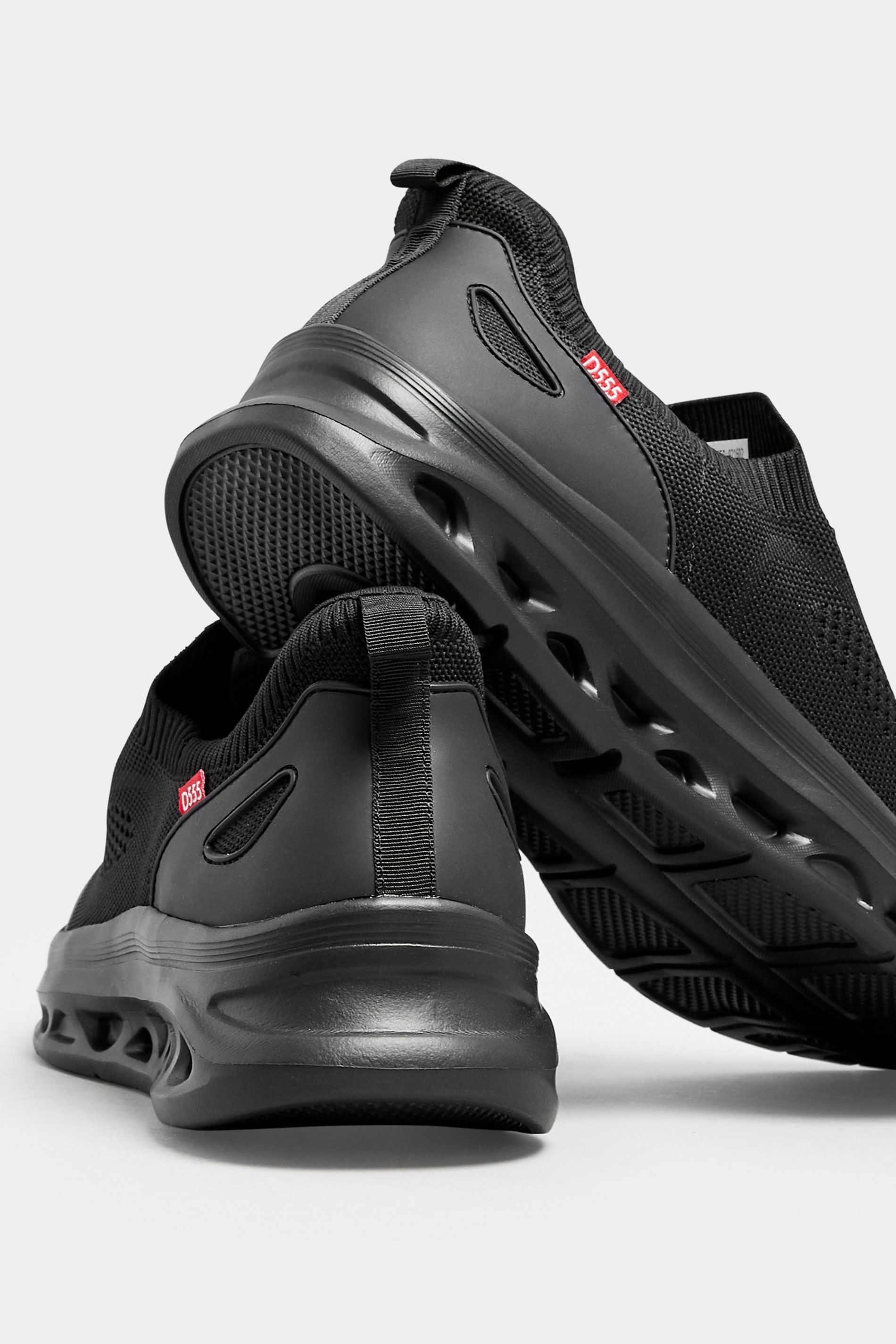 D555 Black Hands Free Shoes With Knitted Top & Laces | BadRhino 4