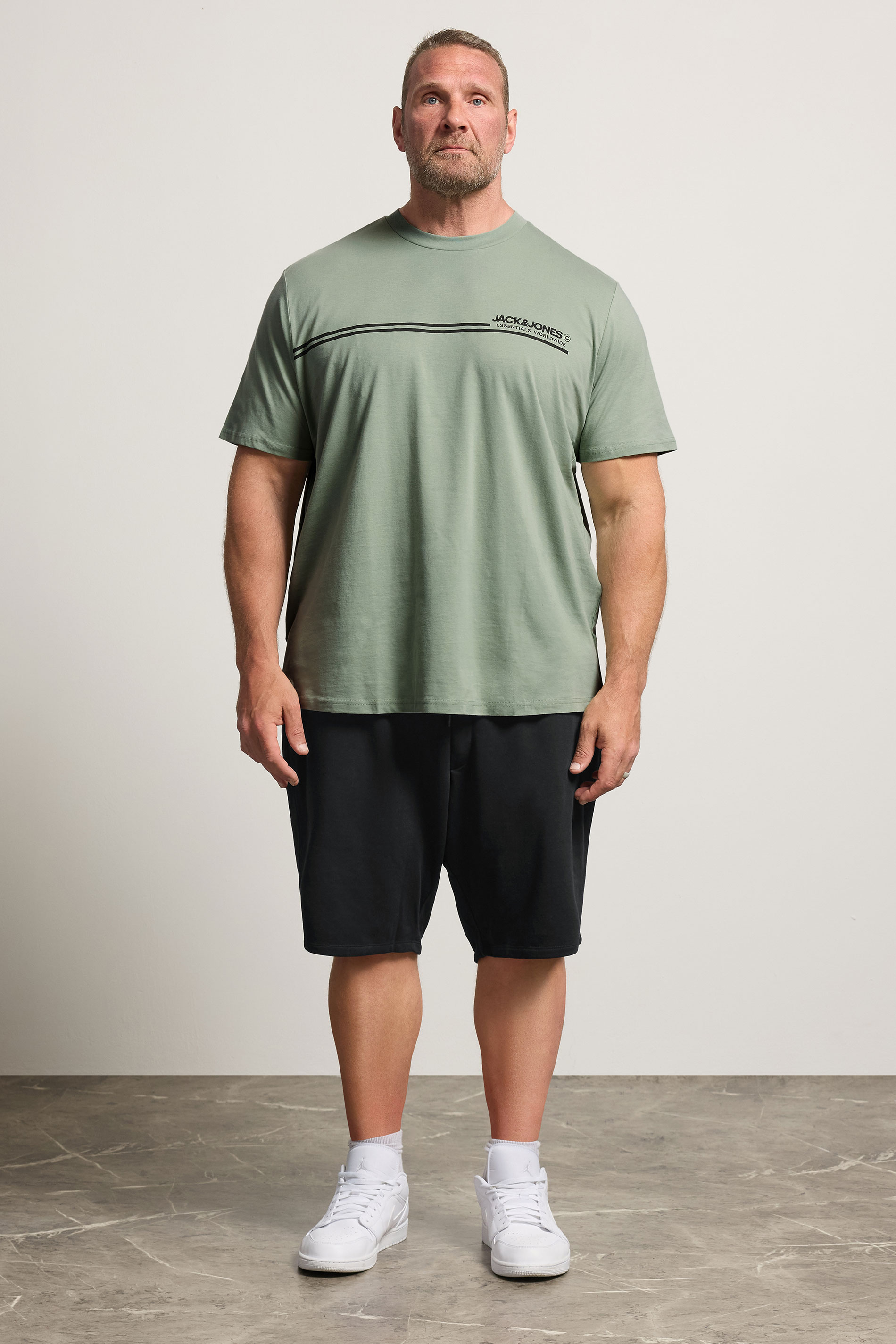 JACK & JONES Big & Tall Green T-Shirt & Shorts Set  1