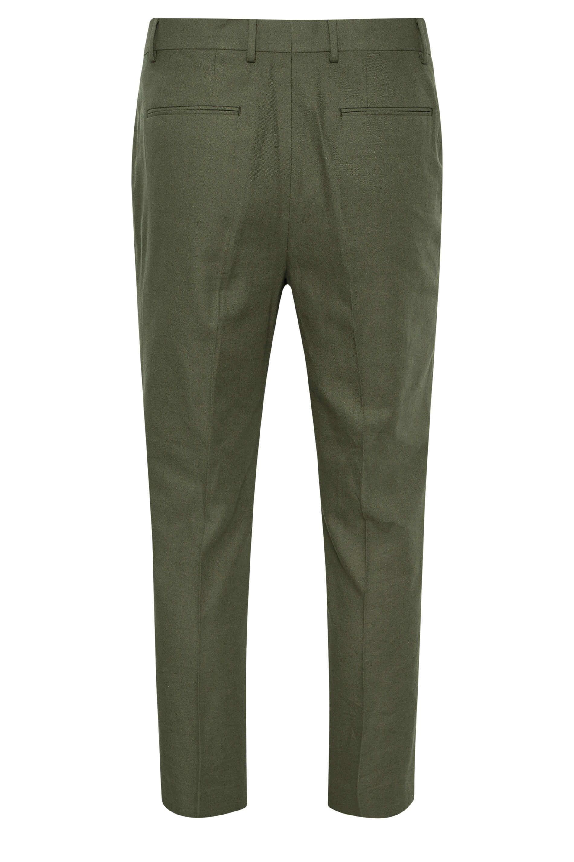 BadRhino Big & Tall Khaki Green Linen Suit Trousers | BadRhino 7