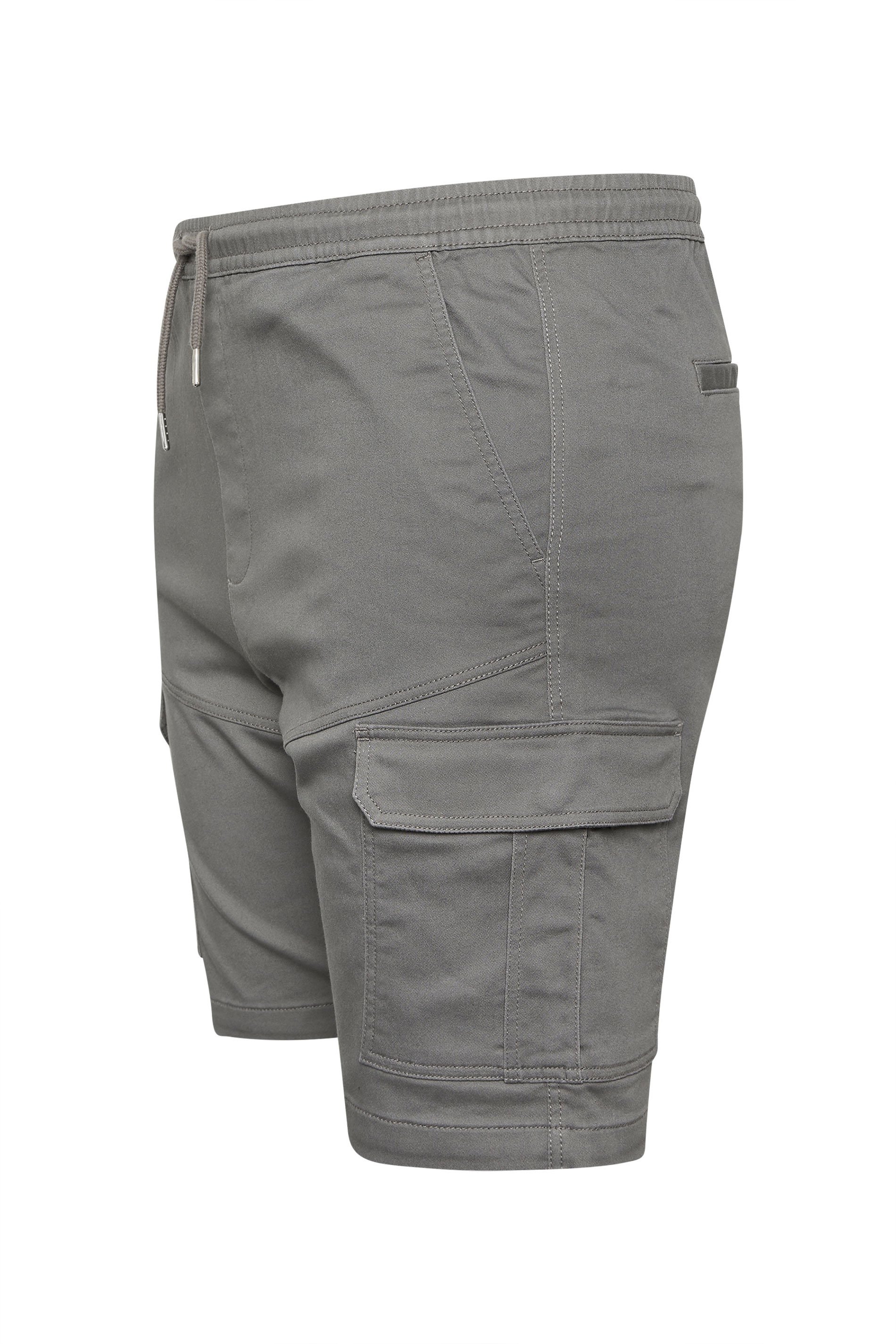 BadRhino Big & Tall Charcoal Grey Elasticated Waist Stretch Cargo Shorts | BadRhino 7