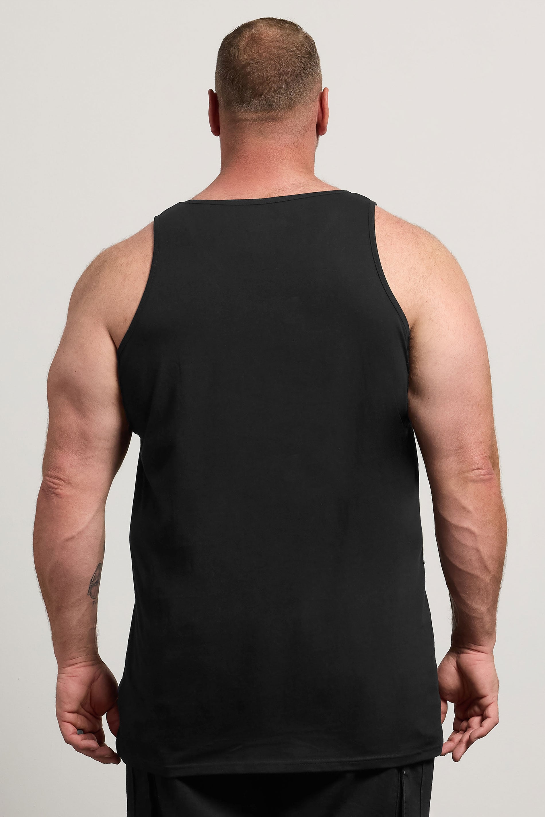 BadRhino Big & Tall 5 Pack Black Extra Long Plain Vest Top | BadRhino 4