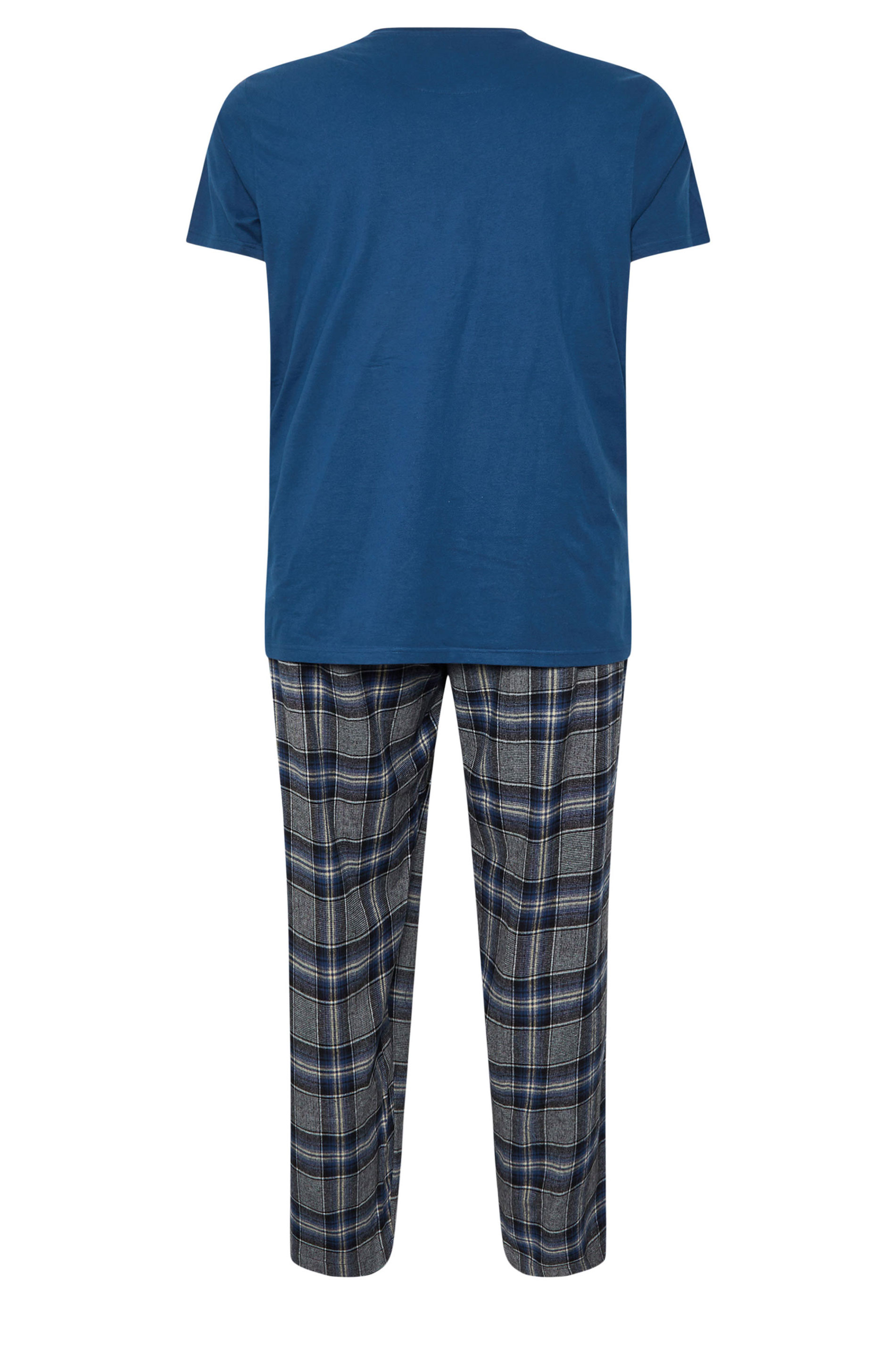 BadRhino Big & Tall Blue T-Shirt & Check Trousers Pyjama Set | BadRhino 7