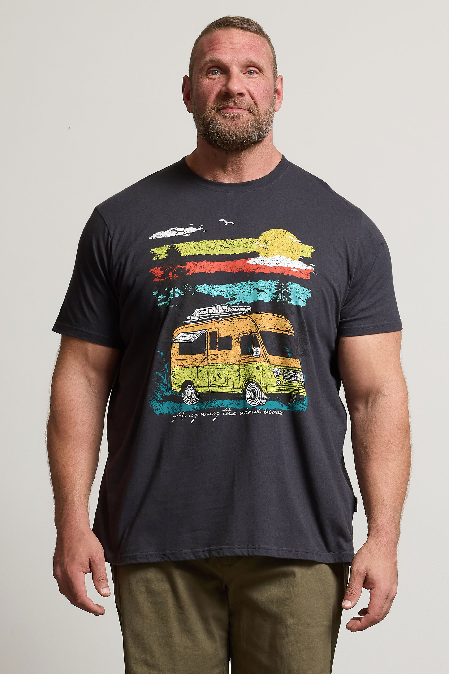 BadRhino Big & Tall Ebony Grey Camper Graphic T-Shirt | BadRhino 1