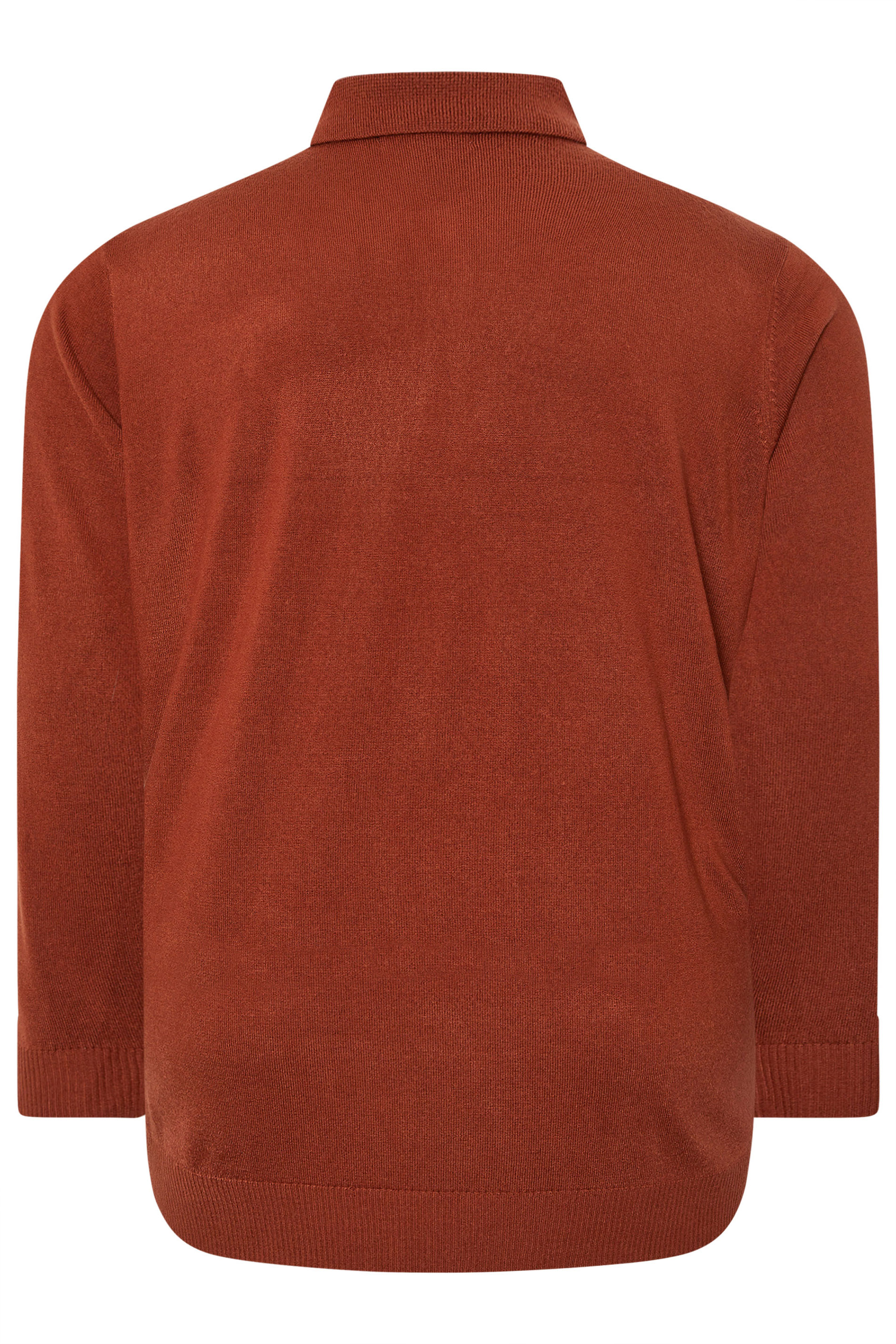 BadRhino Big & Tall Burnt Red Cable Knit Polo Shirt | BadRhino 6