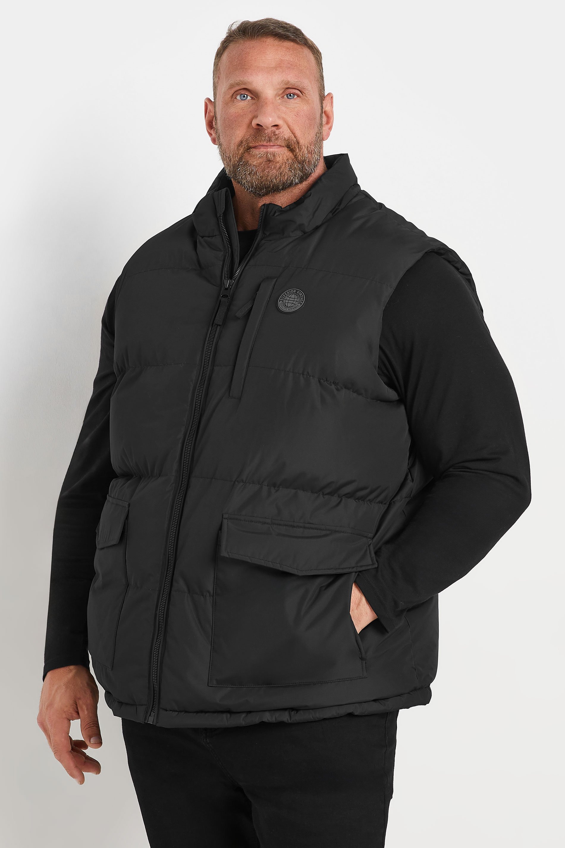 BadRhino Big & Tall Black Zip Through Gilet | BadRhino 1