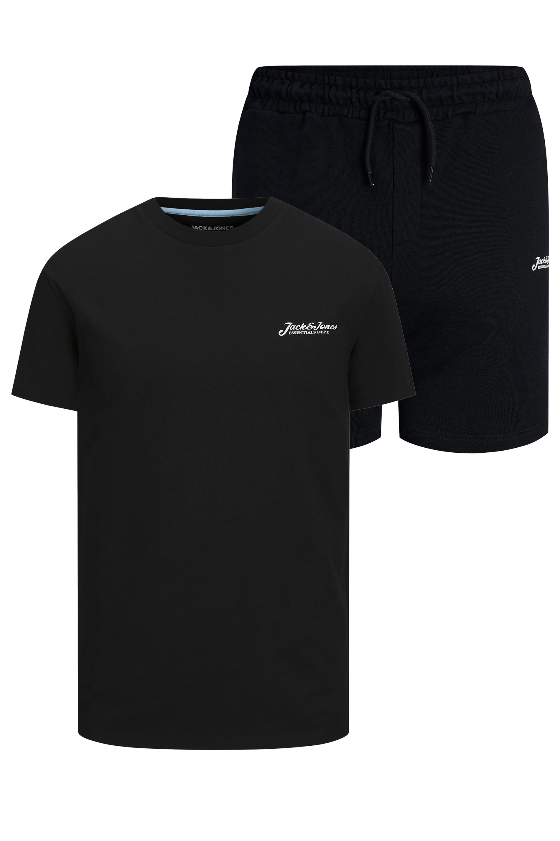 JACK & JONES Big & Tall Black 'Beau' T-Shirt & Short Set | BadRhino 3