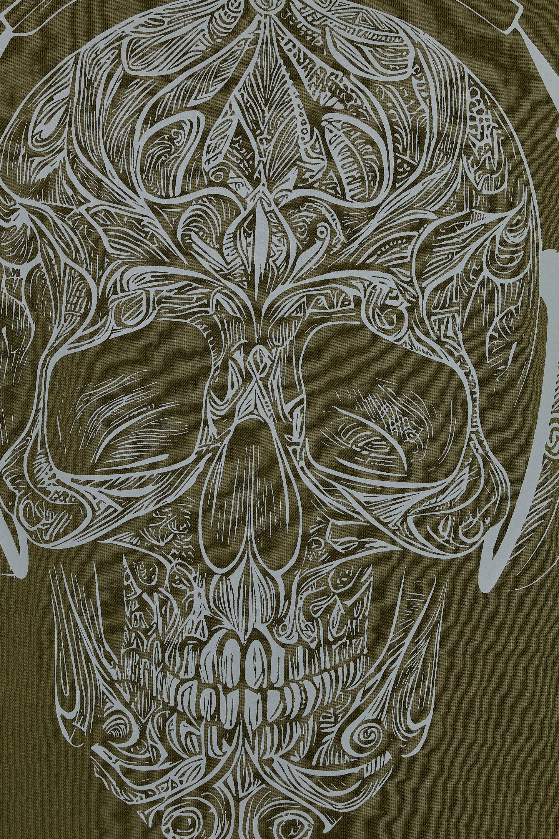 KAM Big & Tall Dark Olive Skull Print T-Shirt | BadRhino 3