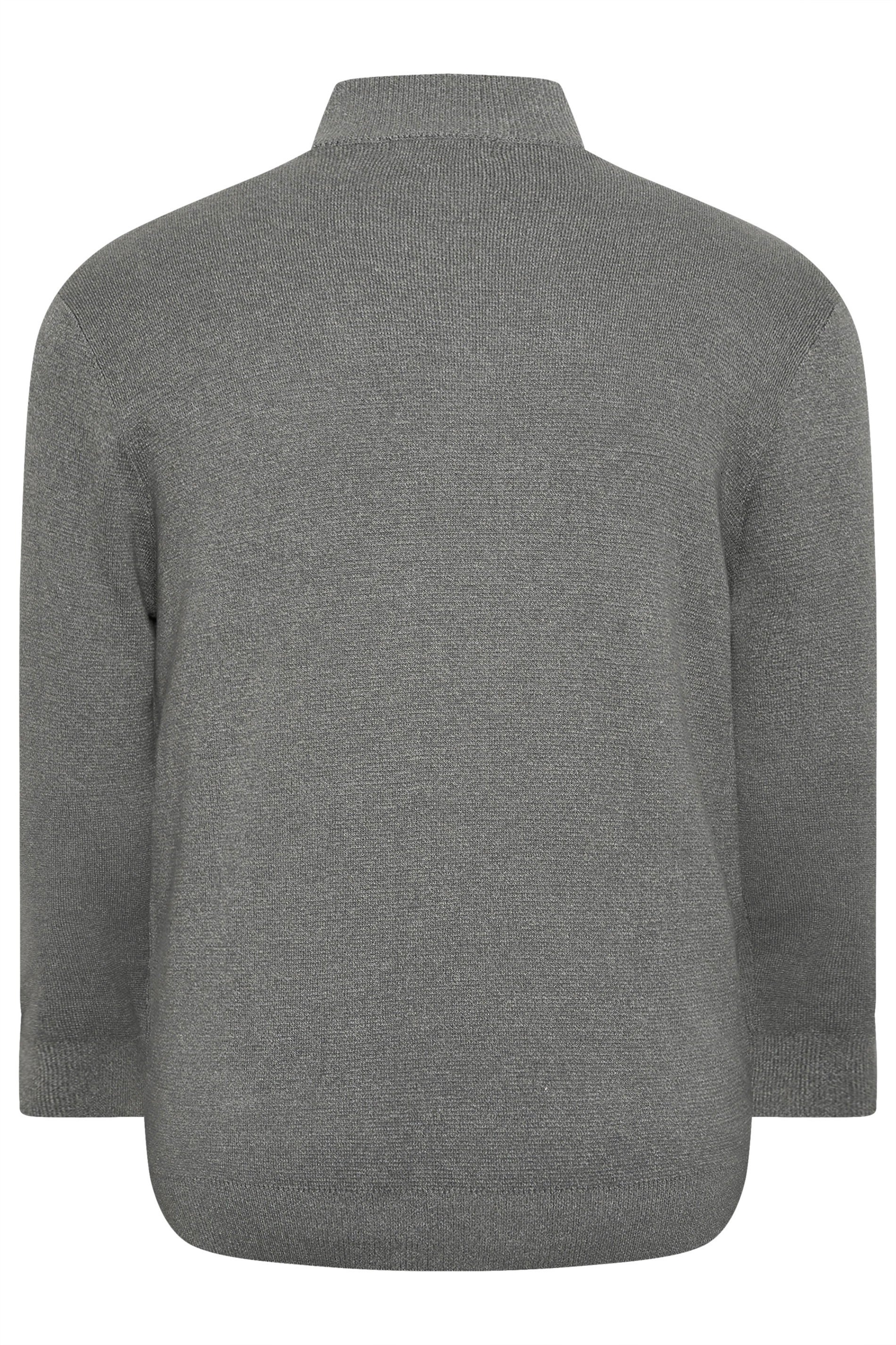 BadRhino Big & Tall Grey Milano Quarter Zip Knitted Jumper | BadRhino 5