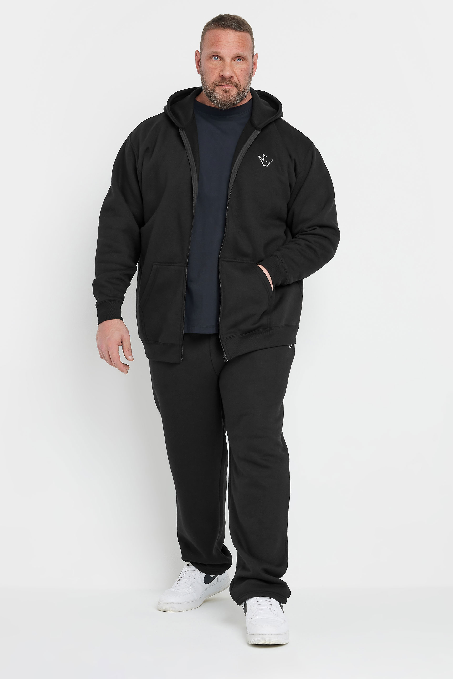 IronRhino Big & Tall Black 'Rest Day' Zip Through Hoodie | BadRhino 3