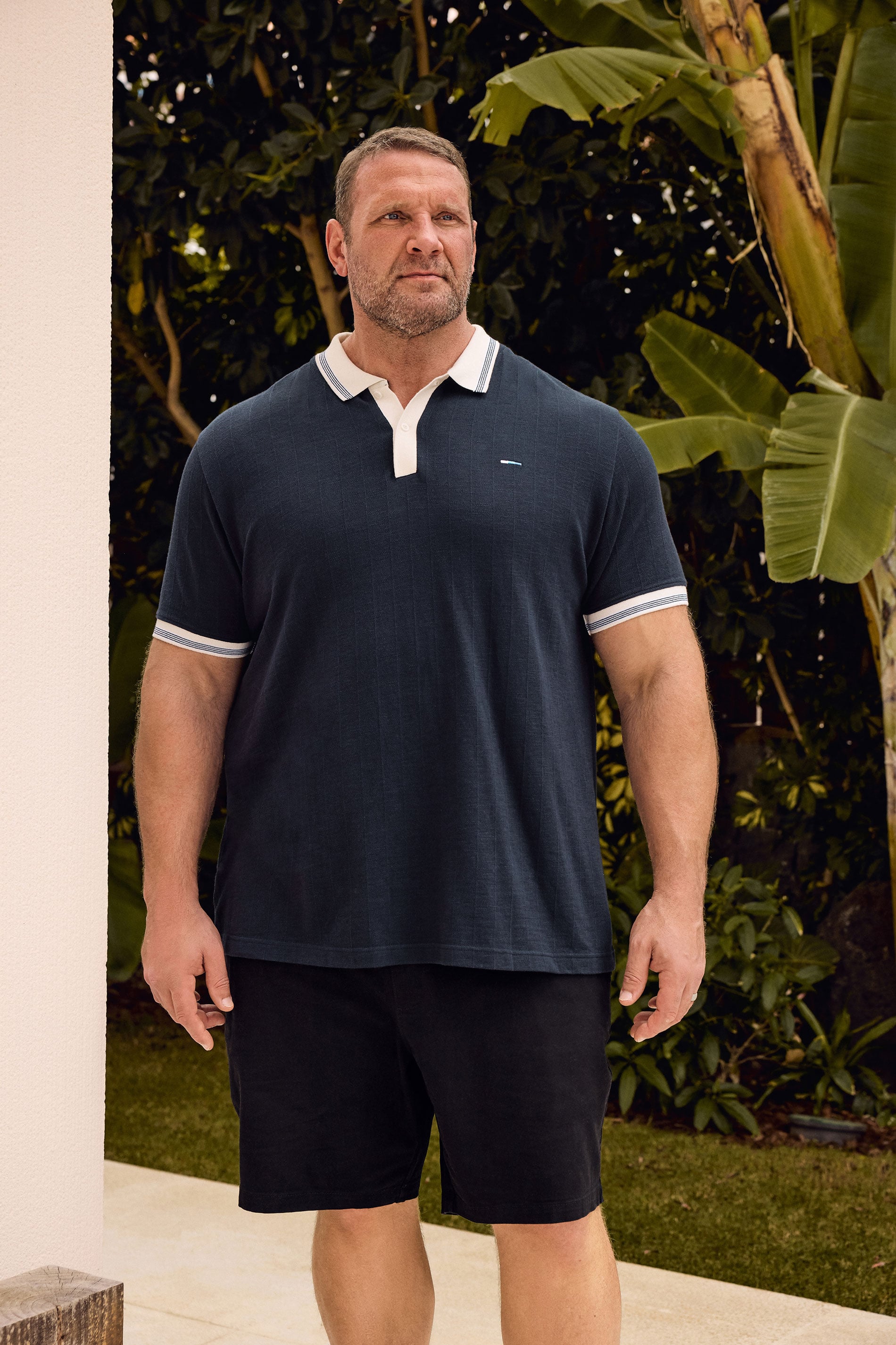 BadRhino Big & Tall Navy Blue Tipped Short Sleeve Polo Shirt | BadRhino 3