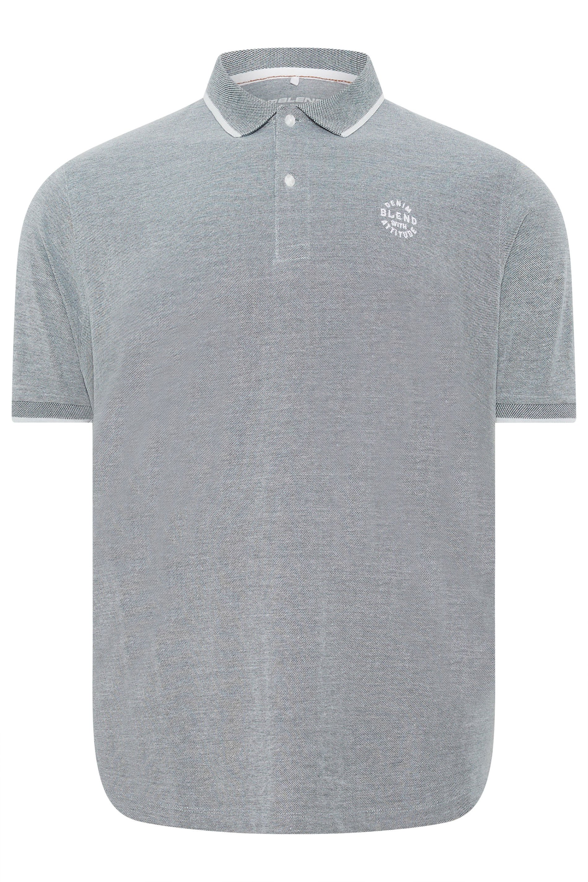 BLEND Big & Tall Light Grey Logo Polo Shirt | BadRhino 3